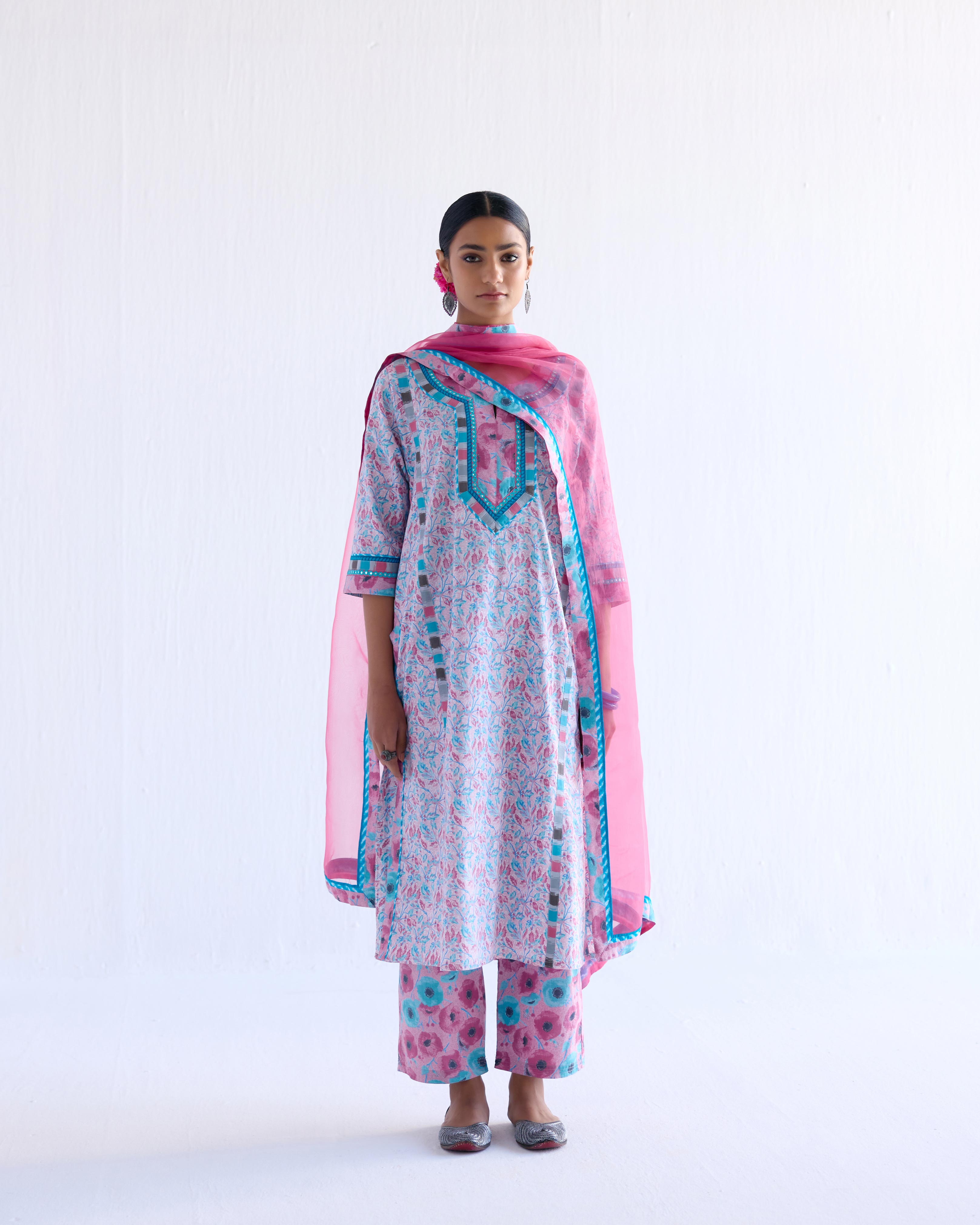 Rozana Kurta Mauve Turquoise (9143200612651)