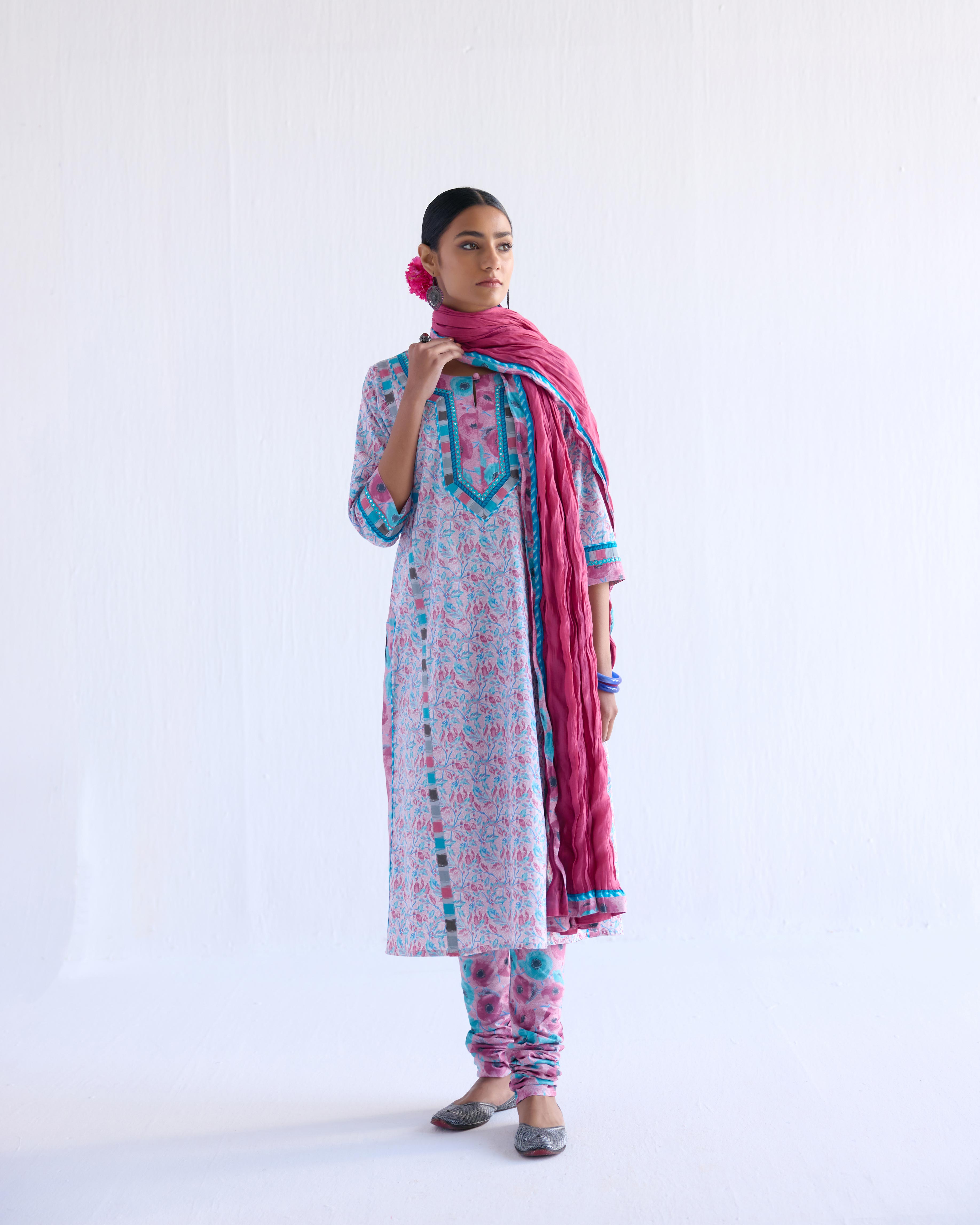 Rozana Kurta Mauve Turquoise (9143200612651)