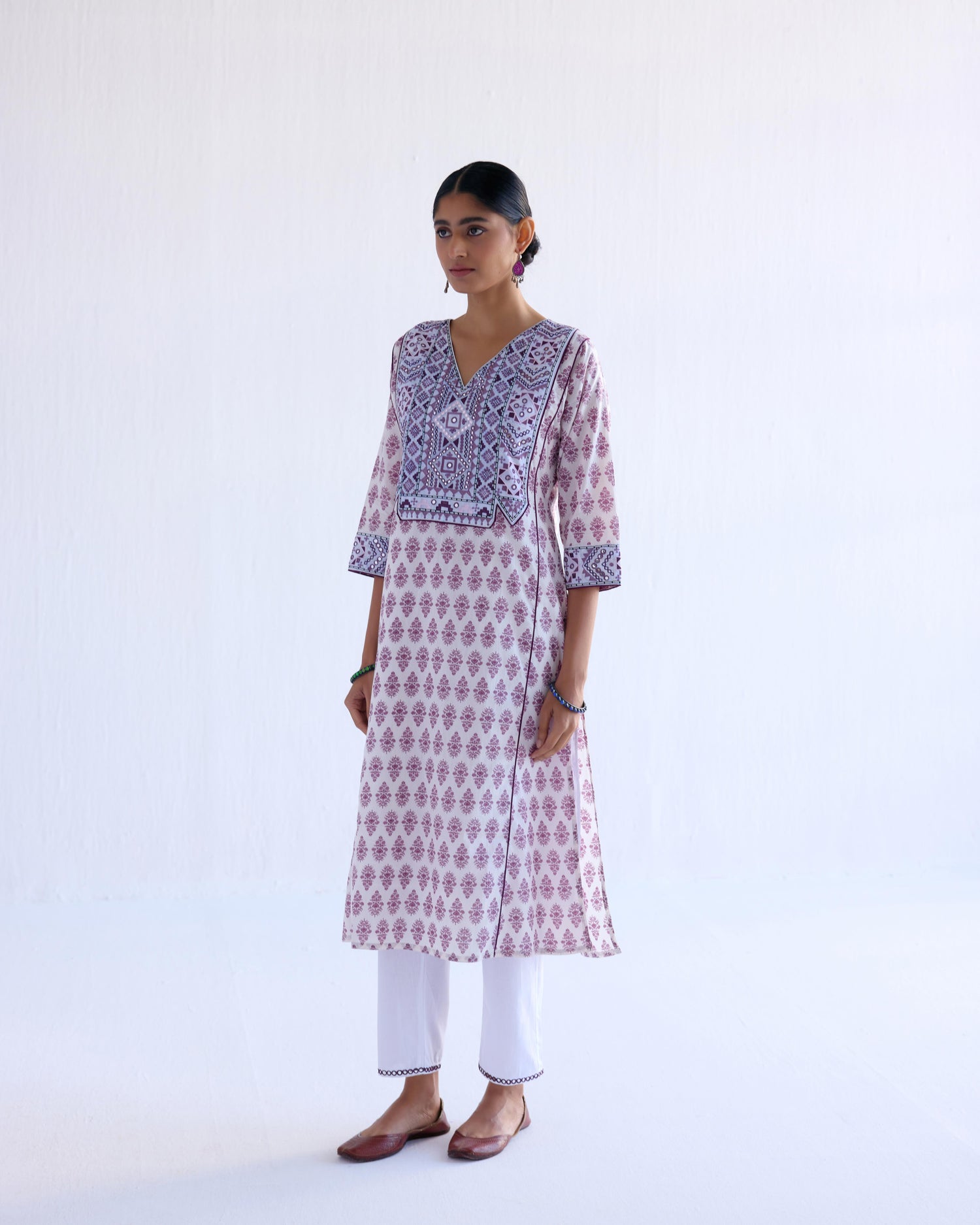 Dienne Kurta White Mauve (9143662838059)