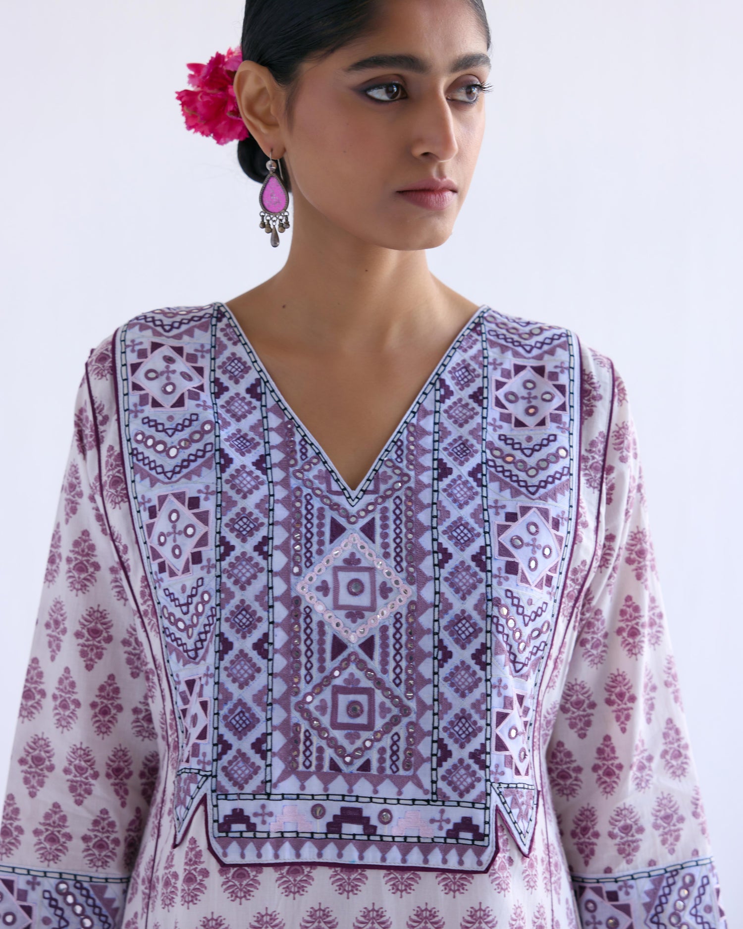 Dienne Kurta White Mauve (9143662838059)