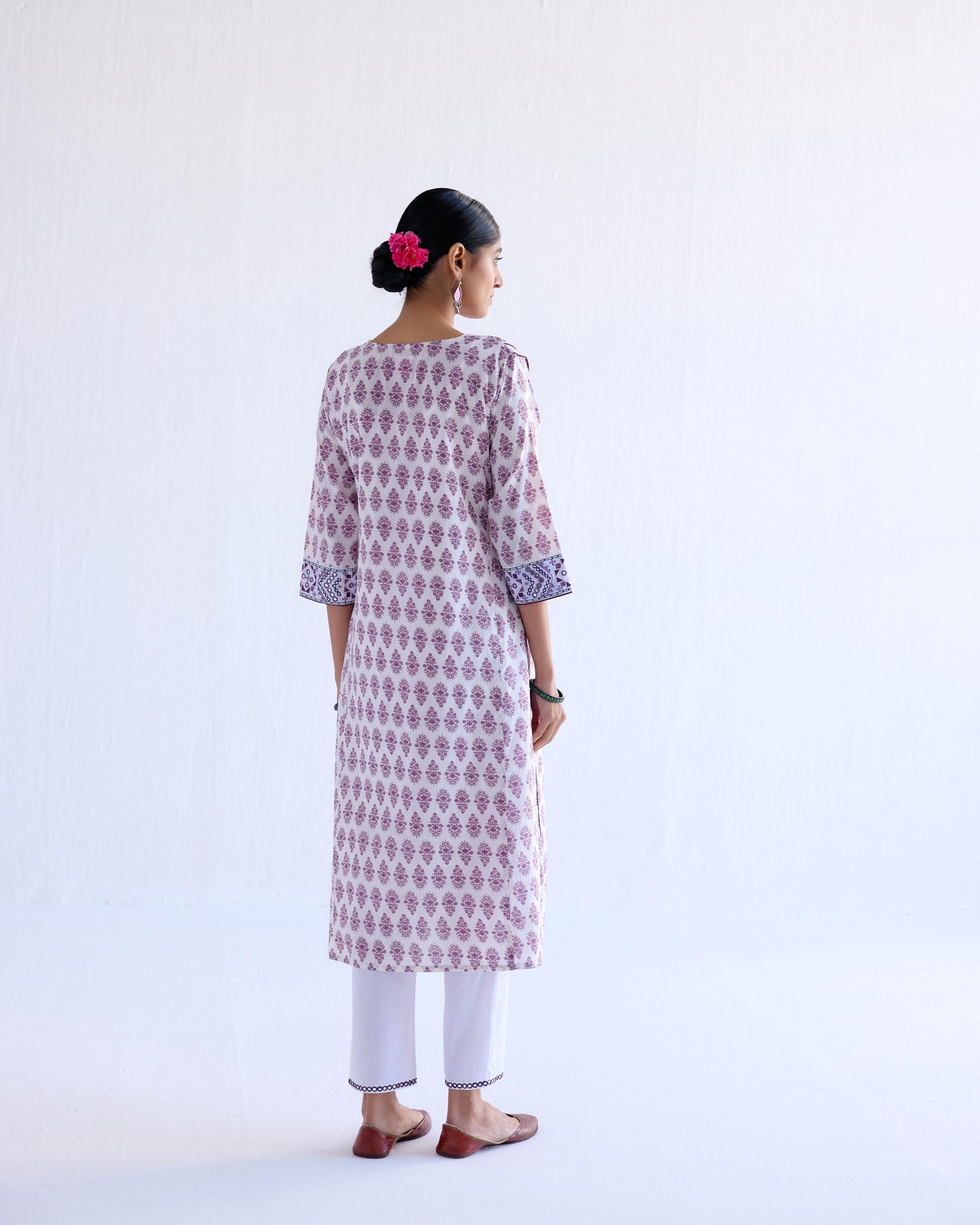 Dienne Kurta White Mauve (9143662838059)