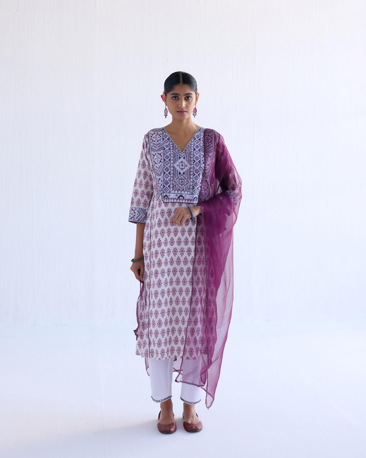 Dienne Kurta White Mauve (9143662838059)