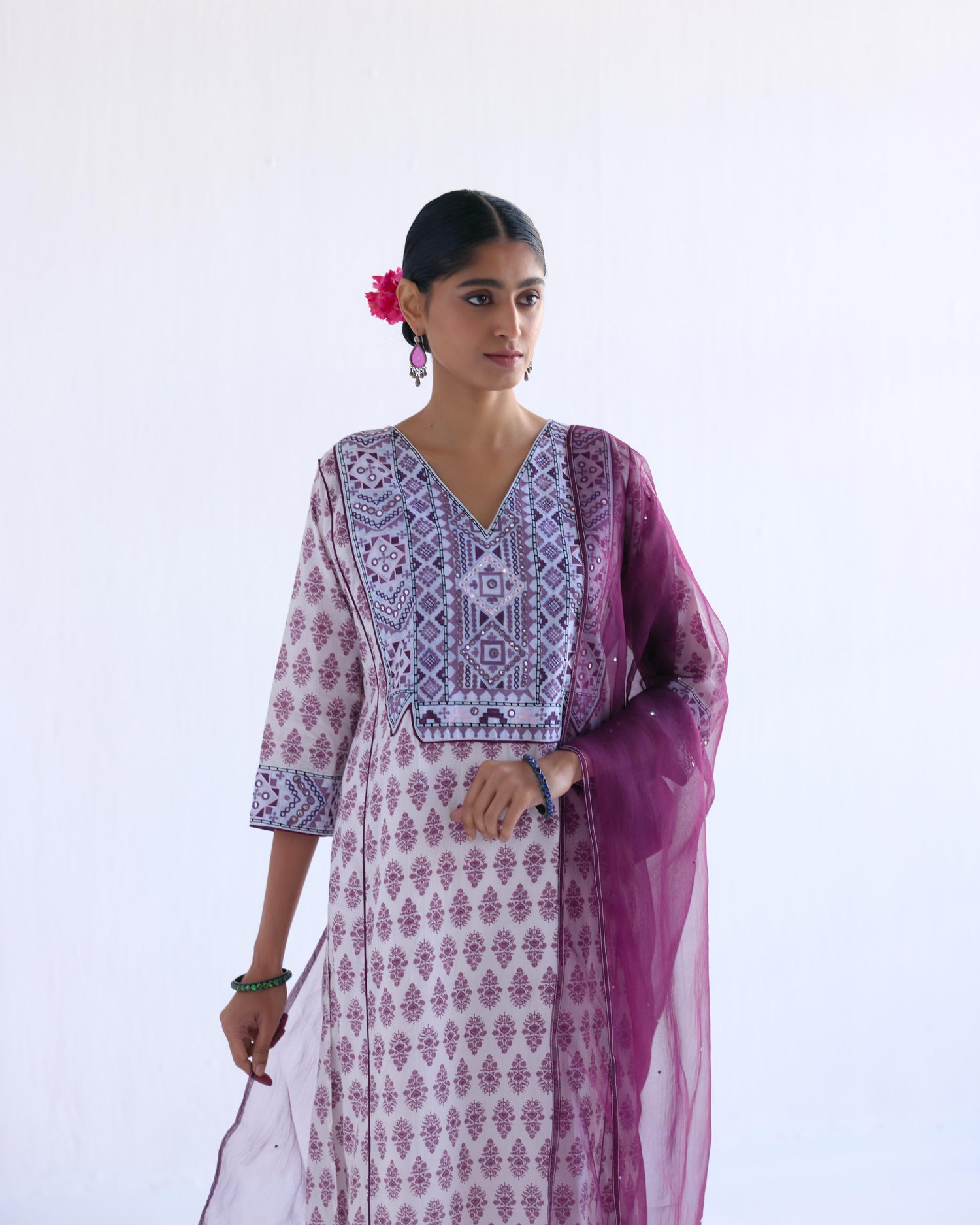 Dienne Kurta White Mauve (9143662838059)