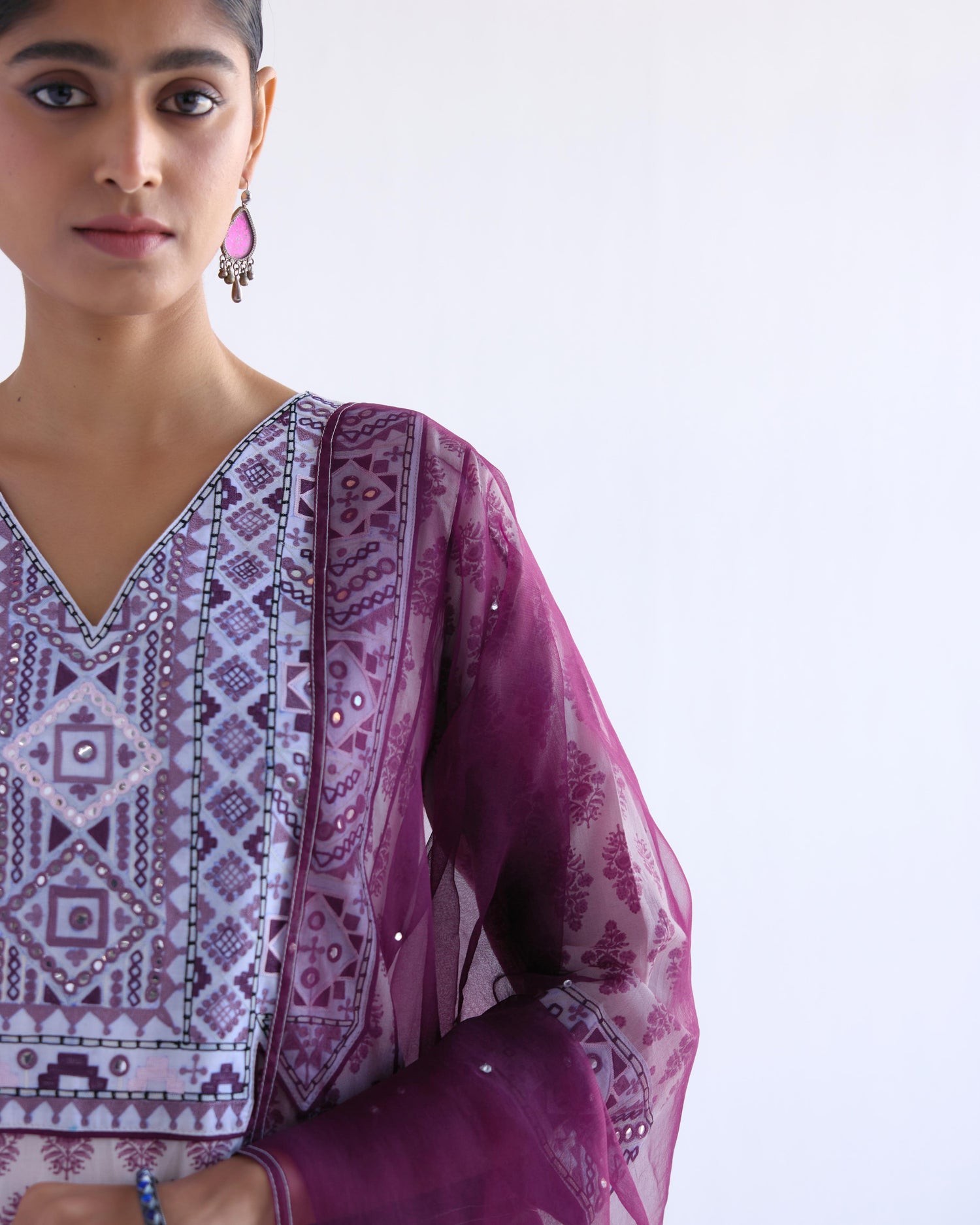 Dienne Kurta White Mauve (9143662838059)