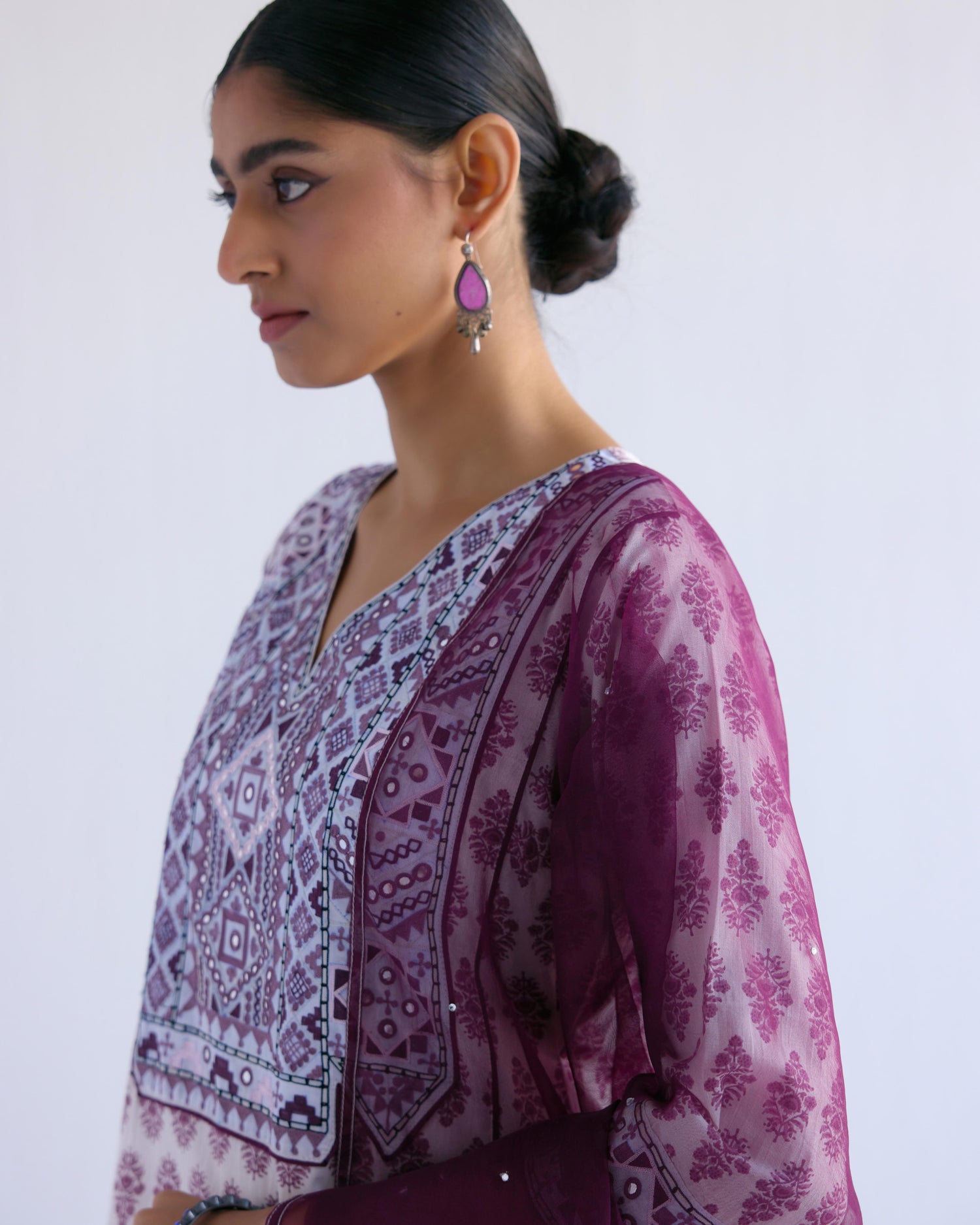 Dienne Kurta White Mauve (9143662838059)