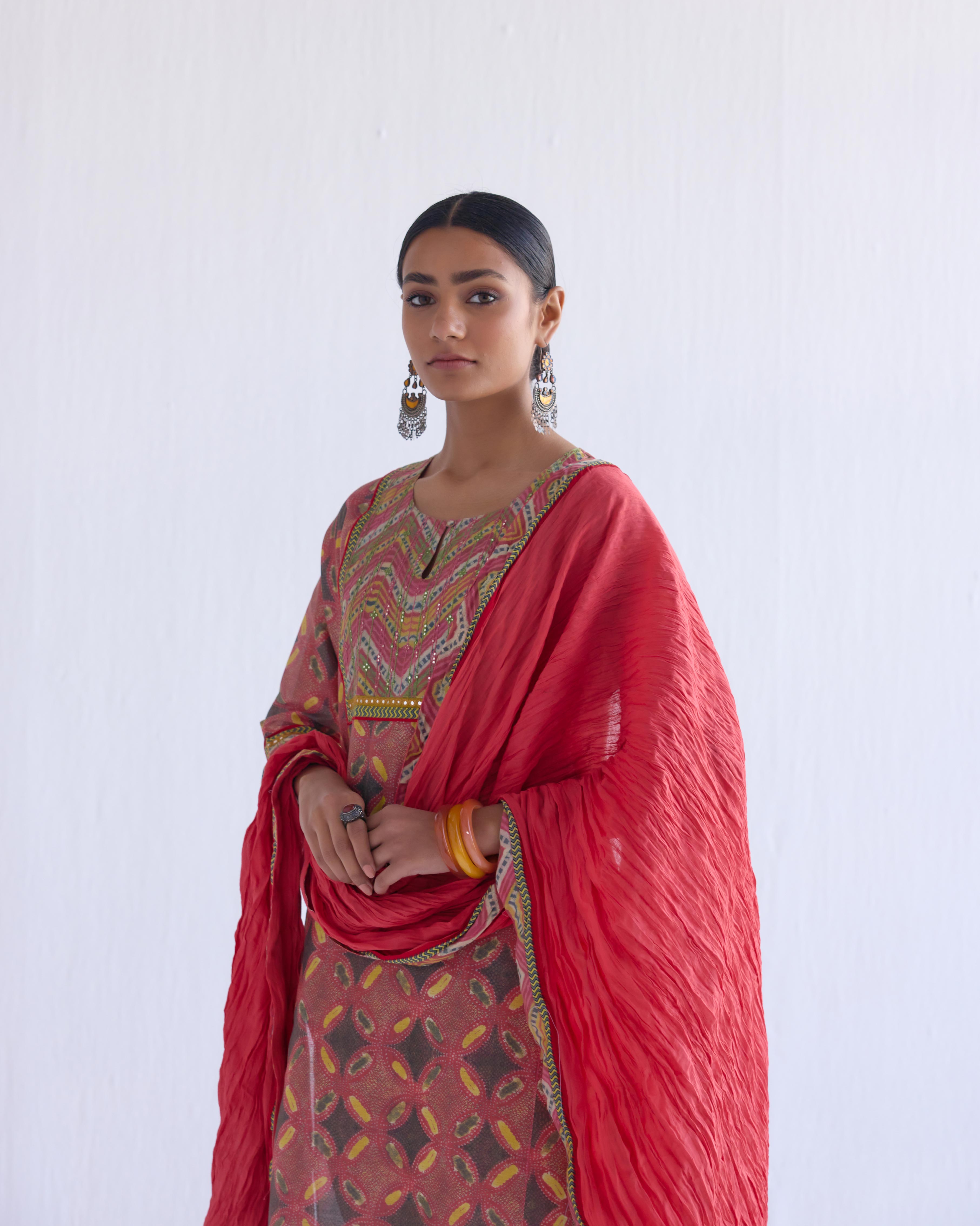 Rozana Cotton Crinkled Dupatta Peach (9143171973419)