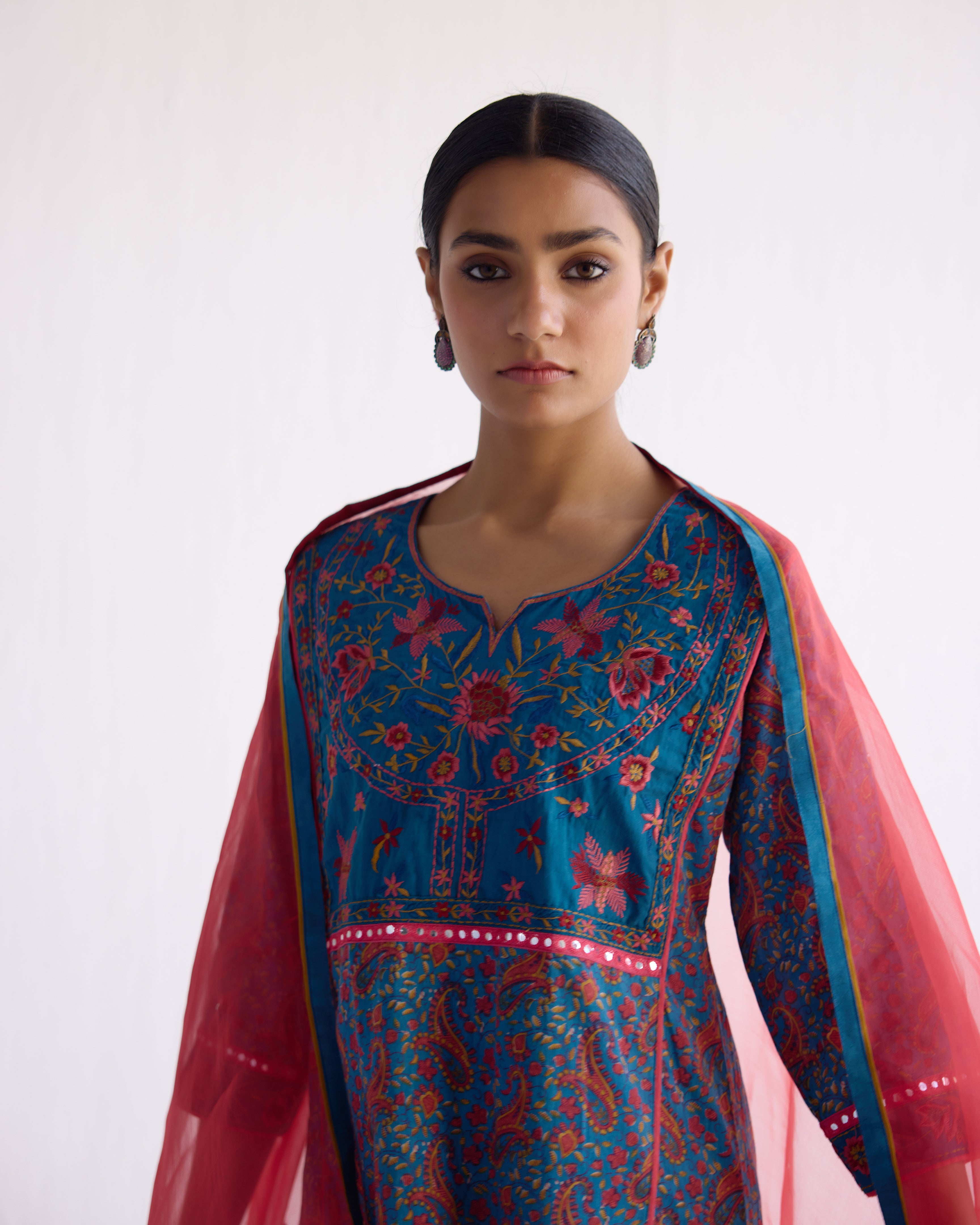 Dienne Kurta Teal Orange (9097236414763)