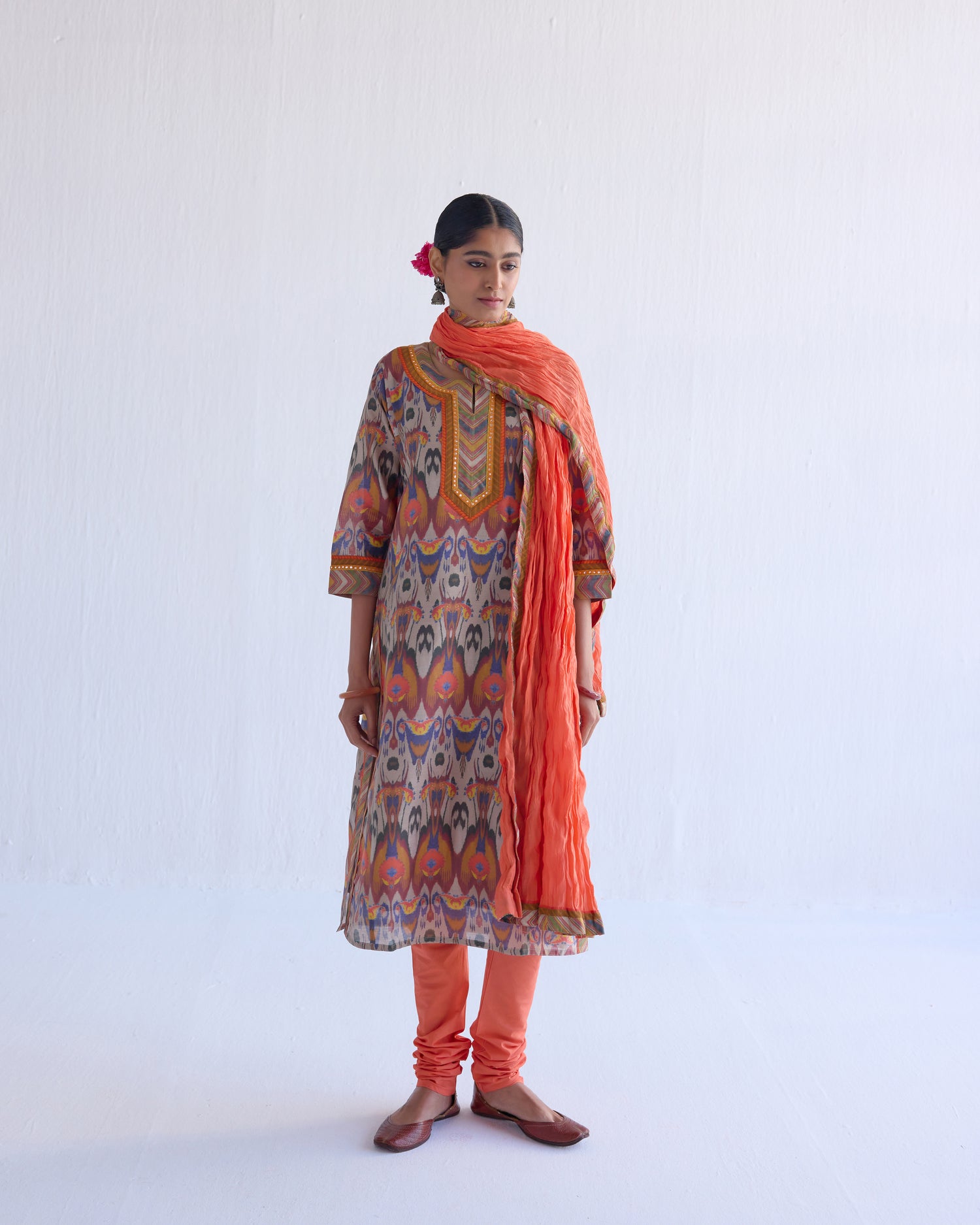 Rozana Cotton Crinkled Dupatta Orange (9097777185067)
