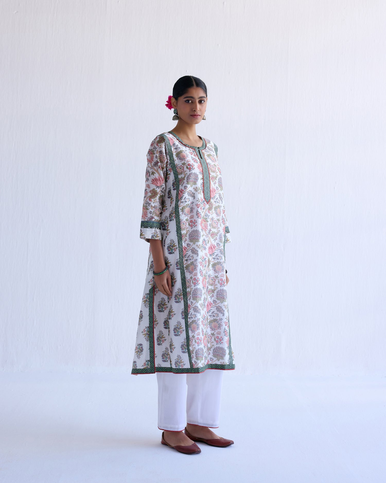 Choga Kurta White Peach (9098603495723)