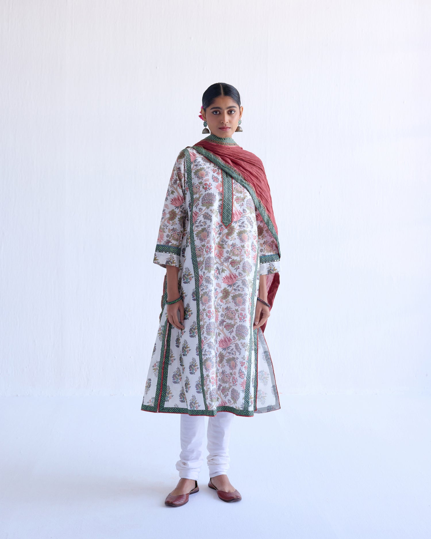 Choga Kurta White Peach (9098603495723)