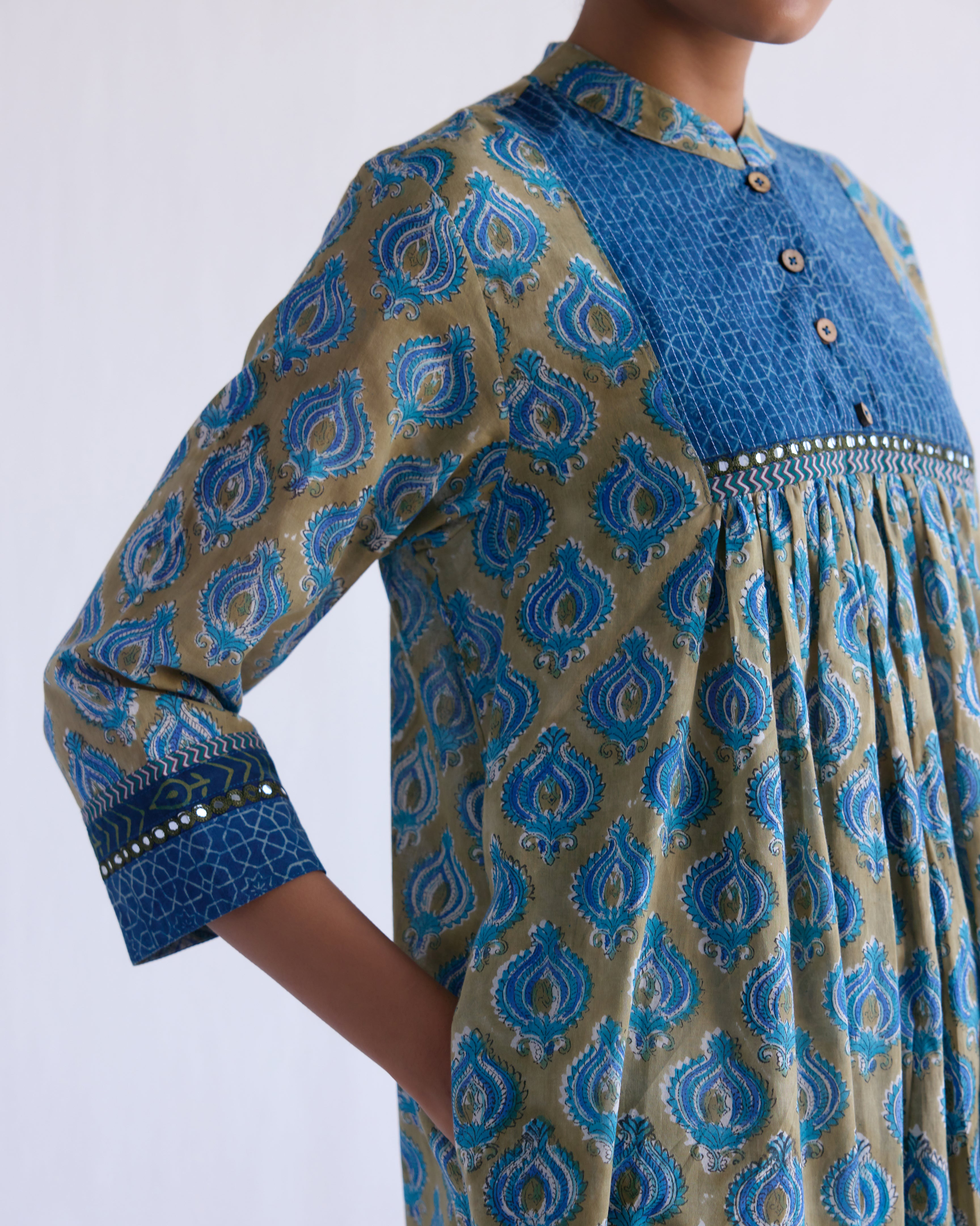 Banjara Kurta Olive Green Blue (9098555523371)