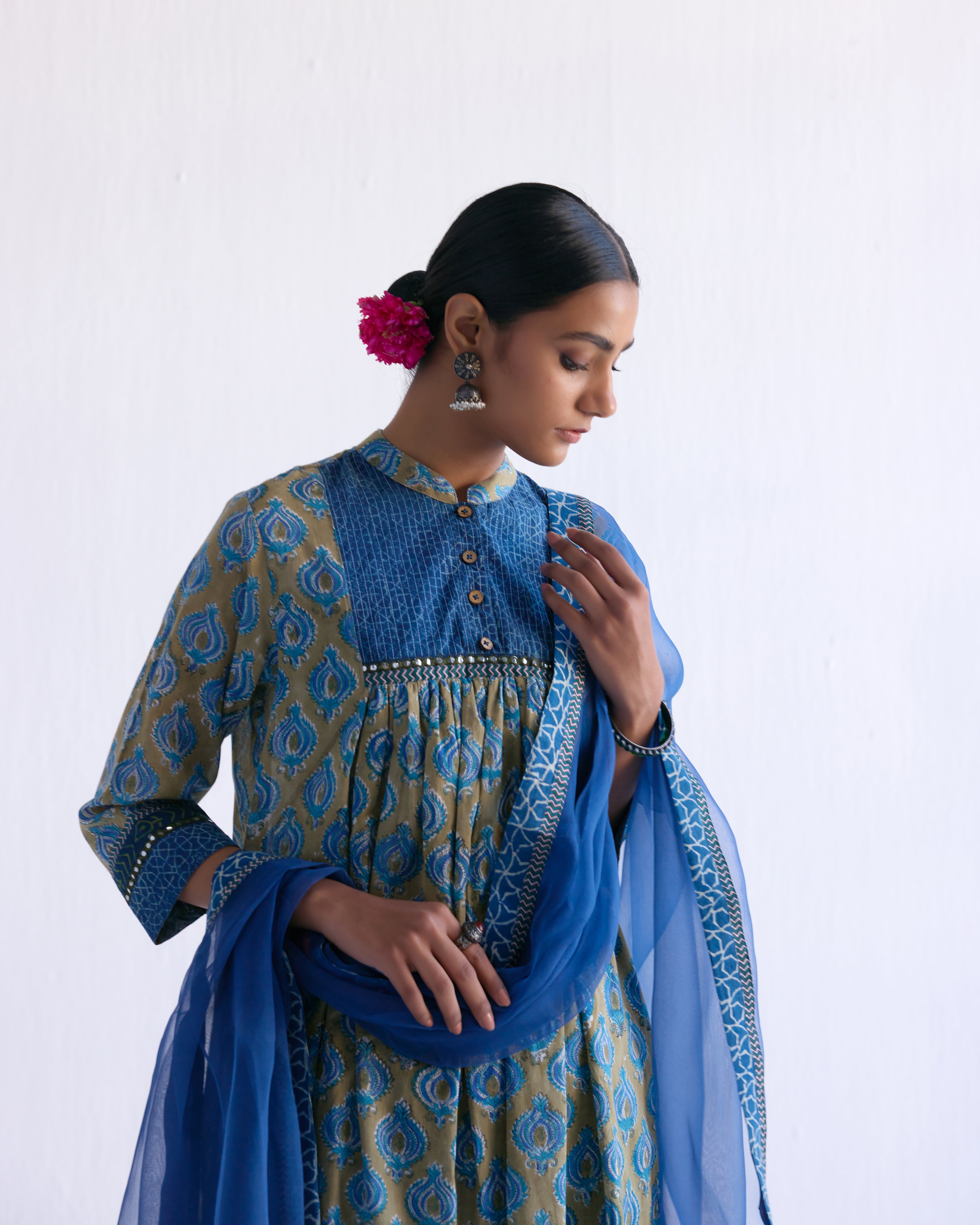 Banjara Kurta Olive Green Blue (9098555523371)