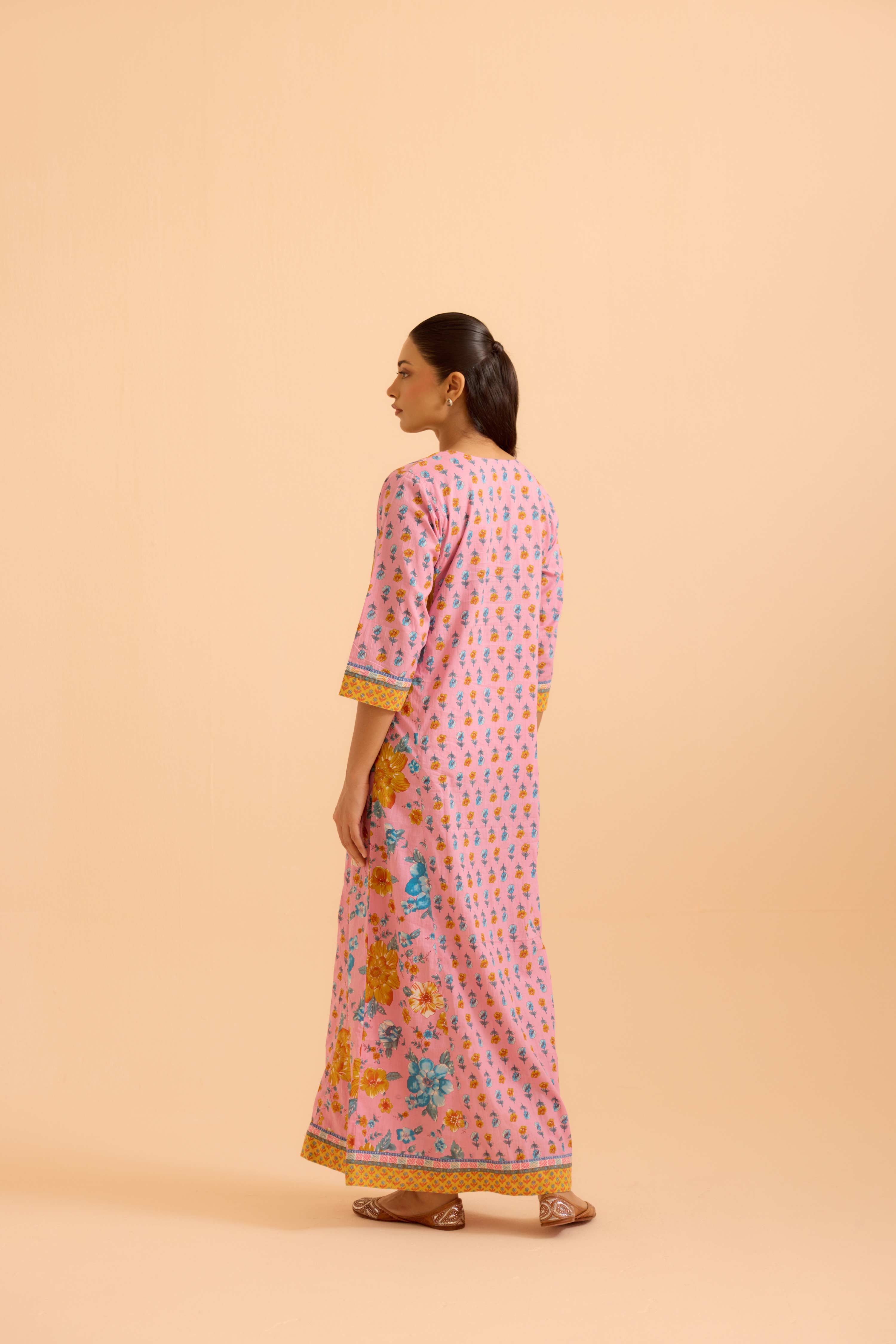 Rozana Light Pink Blue Caftan