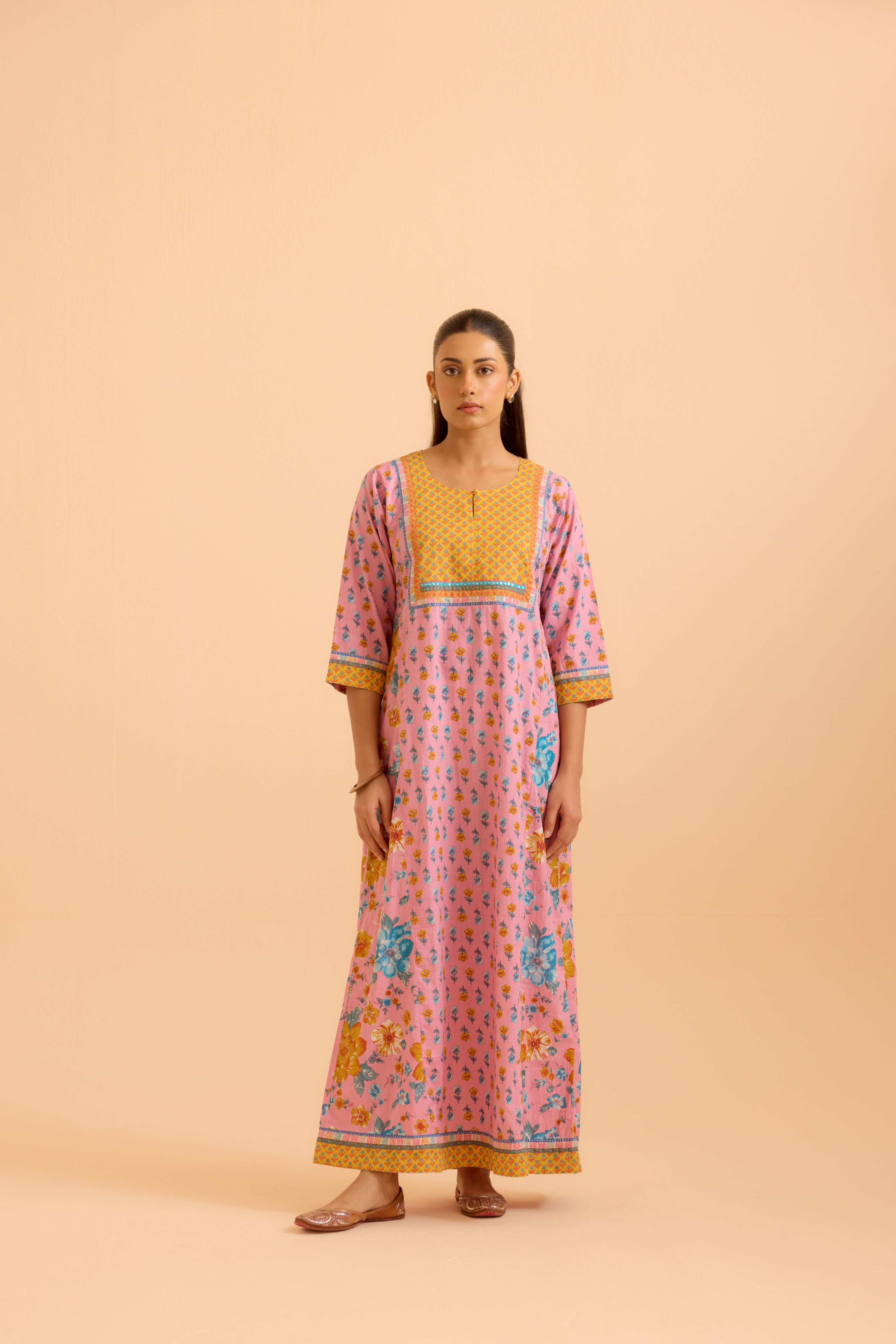 Rozana Light Pink Blue Caftan