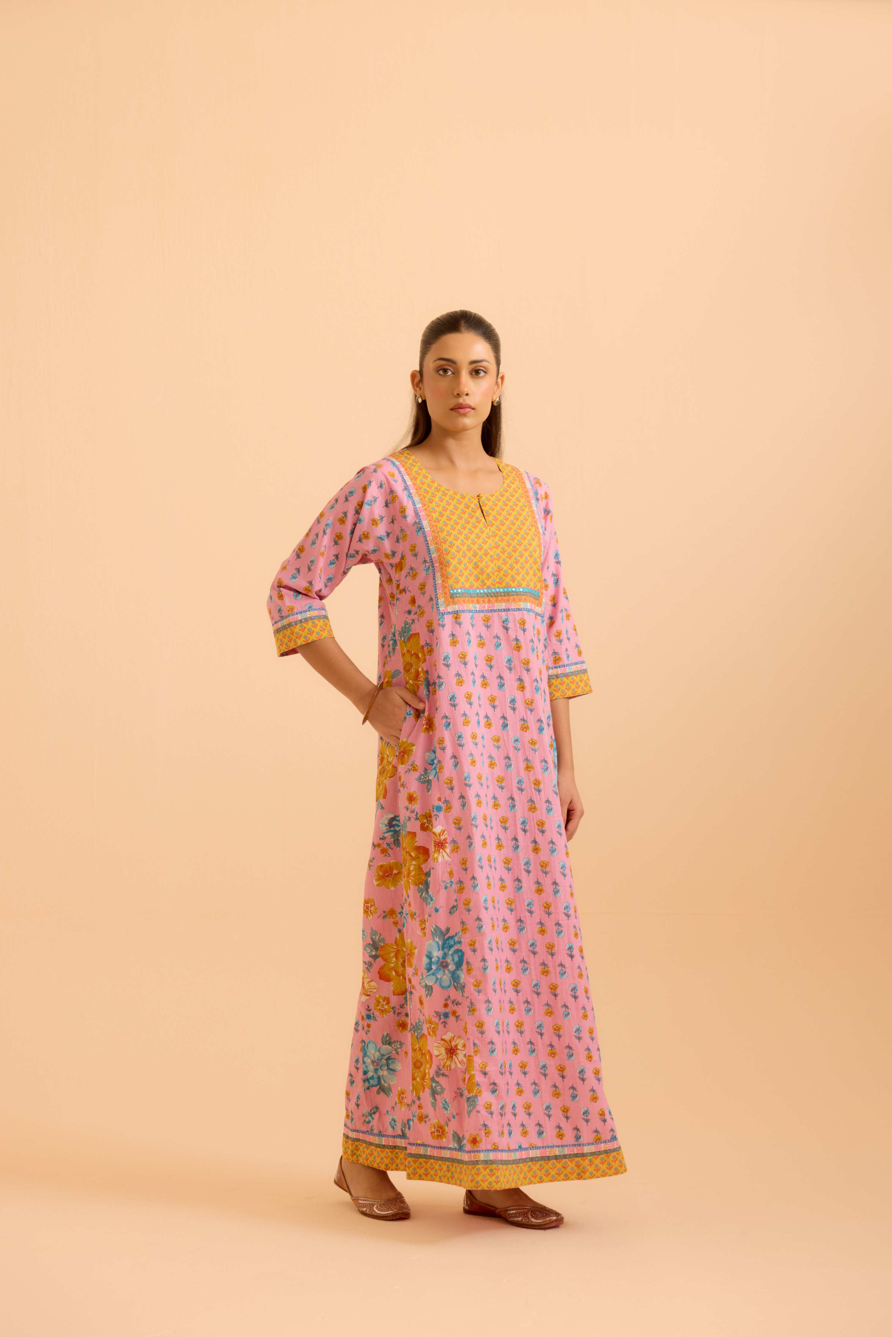 Rozana Light Pink Blue Caftan