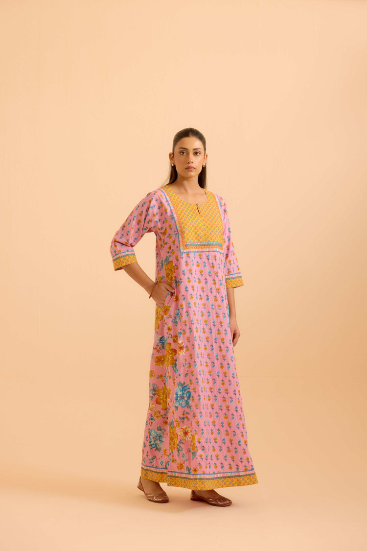 Rozana Light Pink Blue Caftan