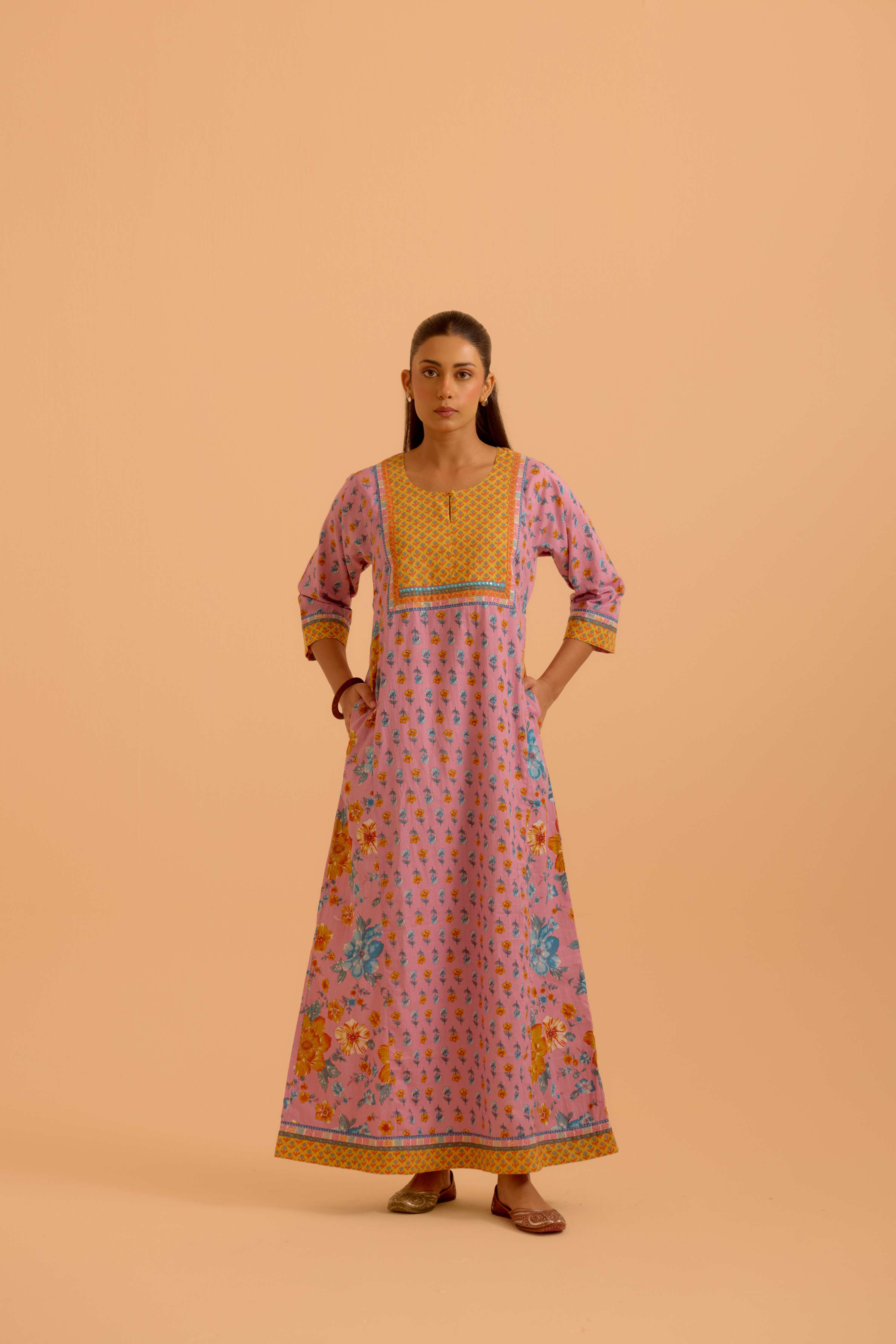 Rozana Light Pink Blue Caftan