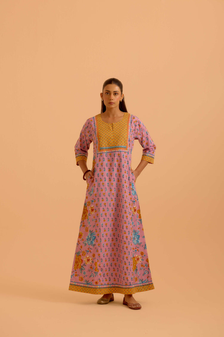 Rozana Light Pink Blue Caftan