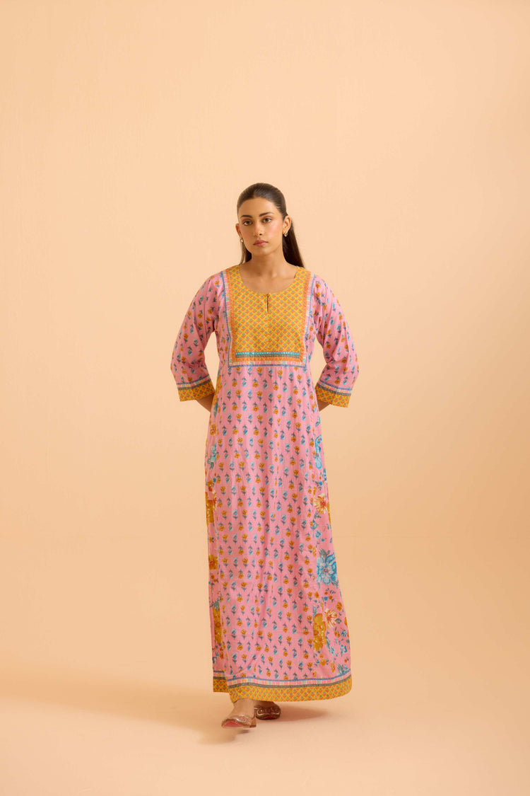 Rozana Light Pink Blue Caftan