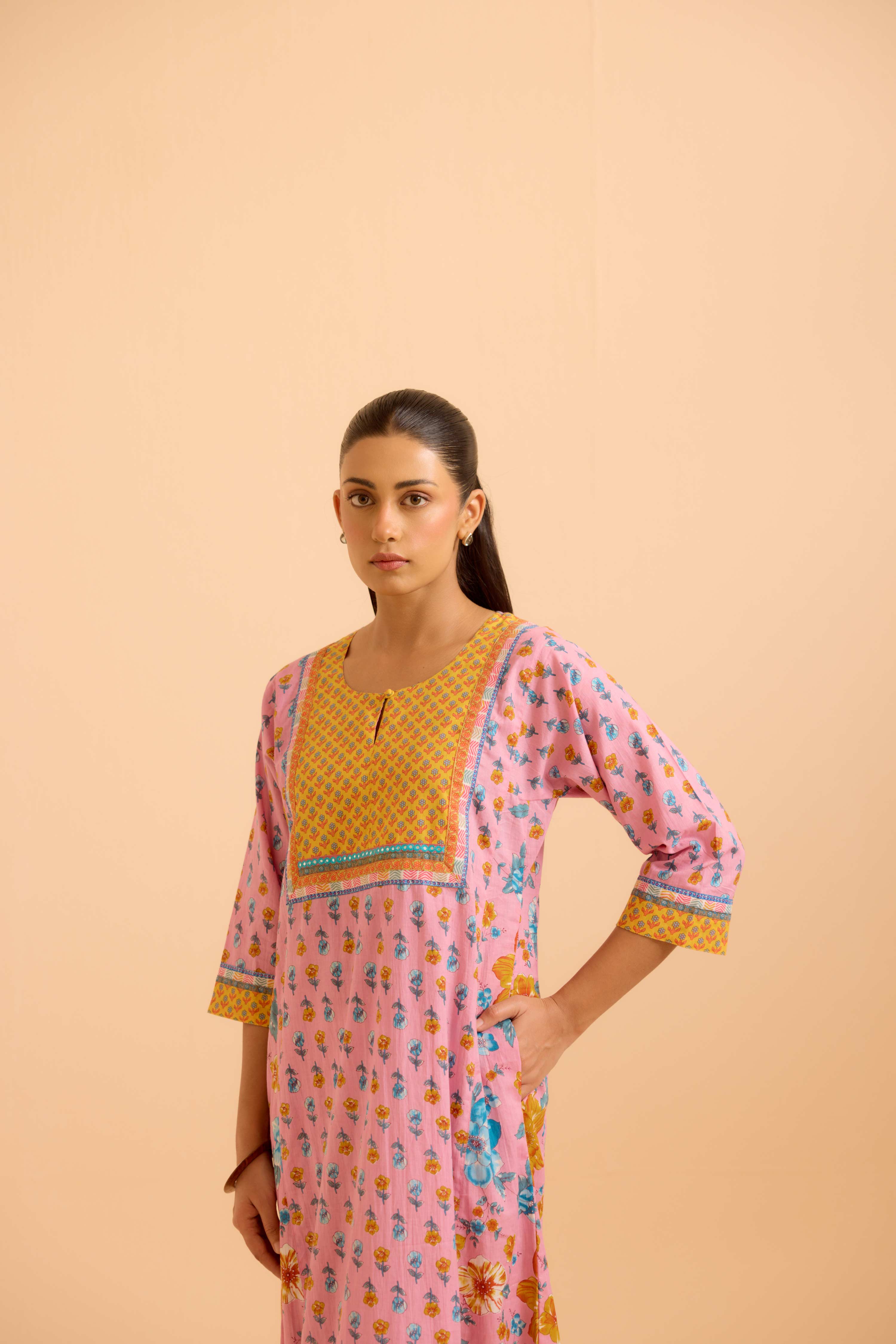 Rozana Light Pink Blue Caftan