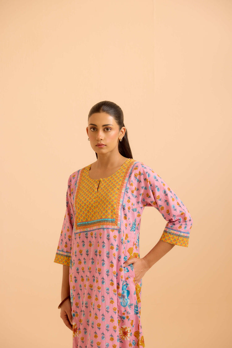 Rozana Light Pink Blue Caftan