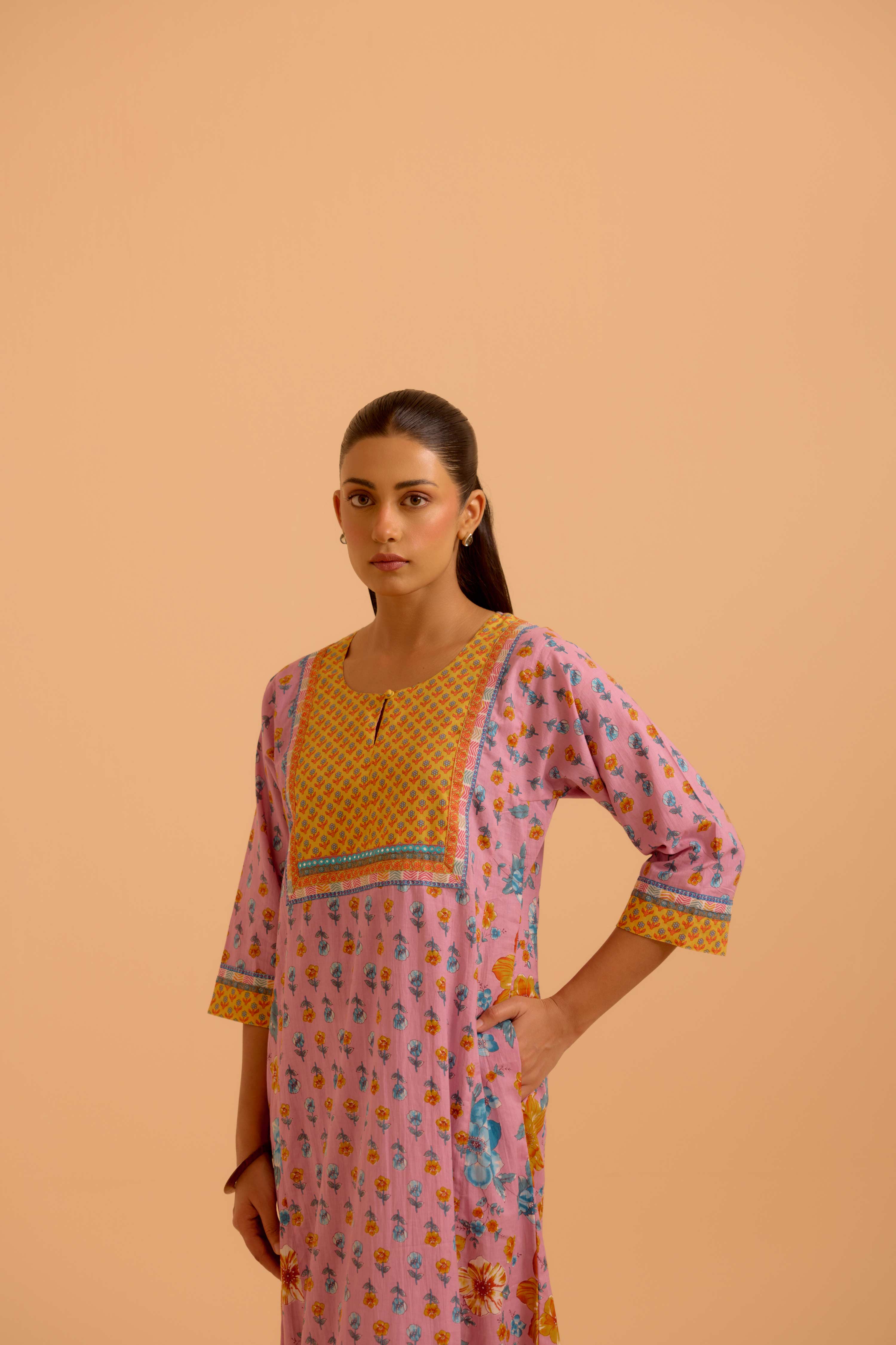 Rozana Light Pink Blue Caftan