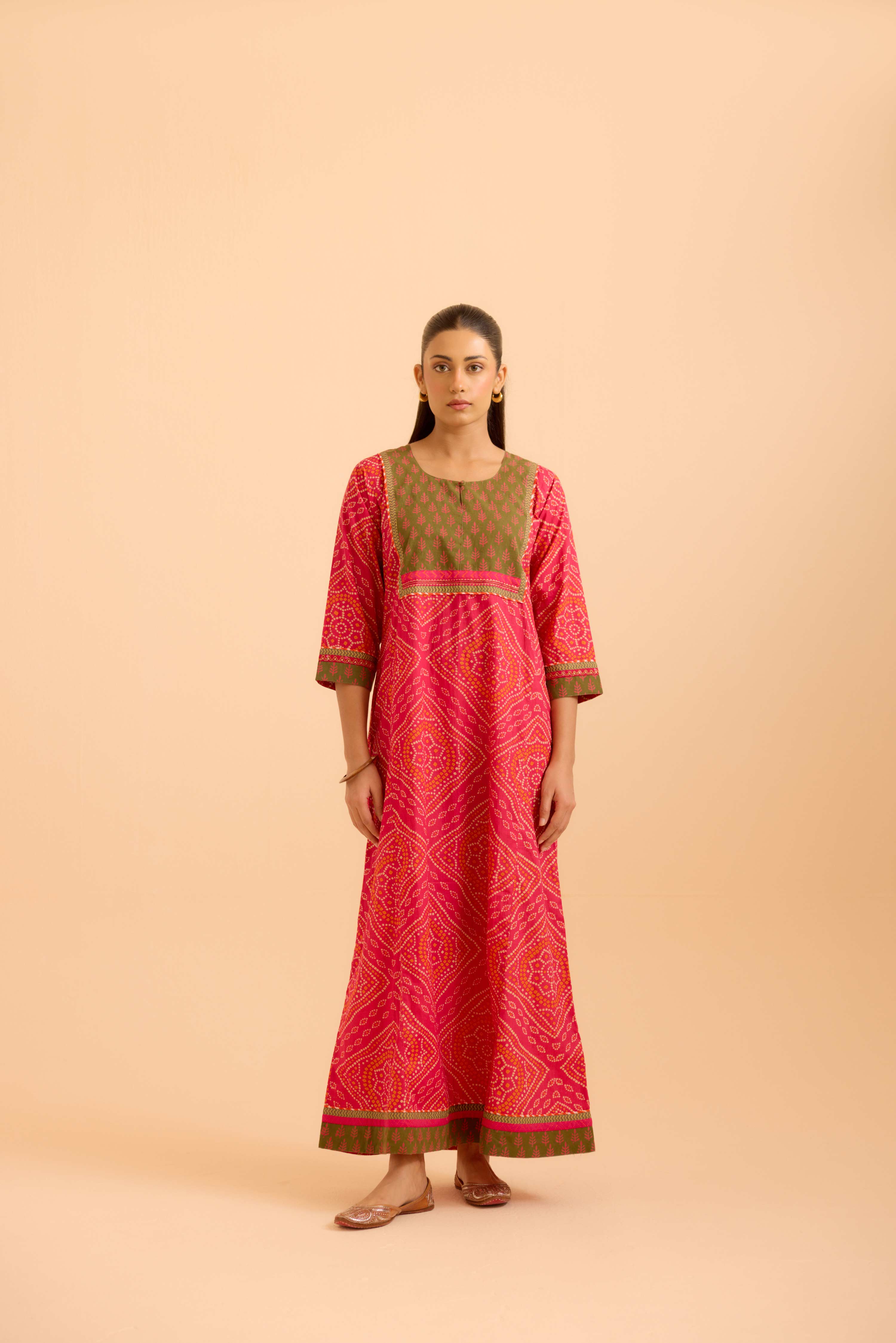 Rozana Rani Pink Green Caftan