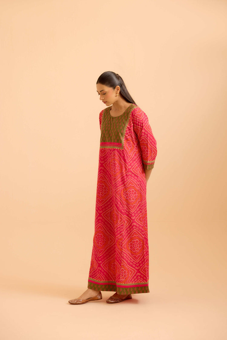 Rozana Rani Pink Green Caftan