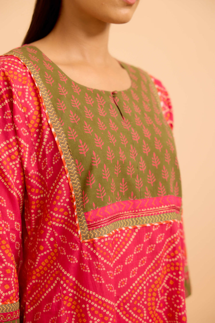 Rozana Rani Pink Green Caftan