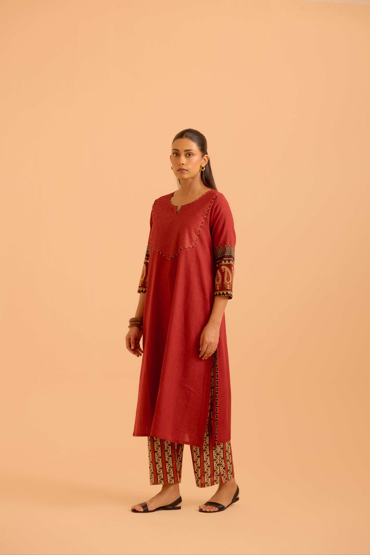 Kaia Cotton Slub Co-Ord Set Red