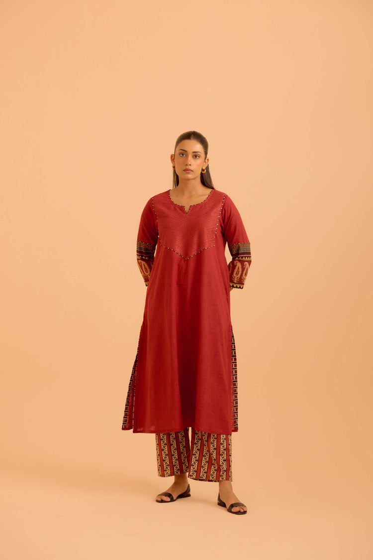 Kaia Cotton Slub Co-Ord Set Red