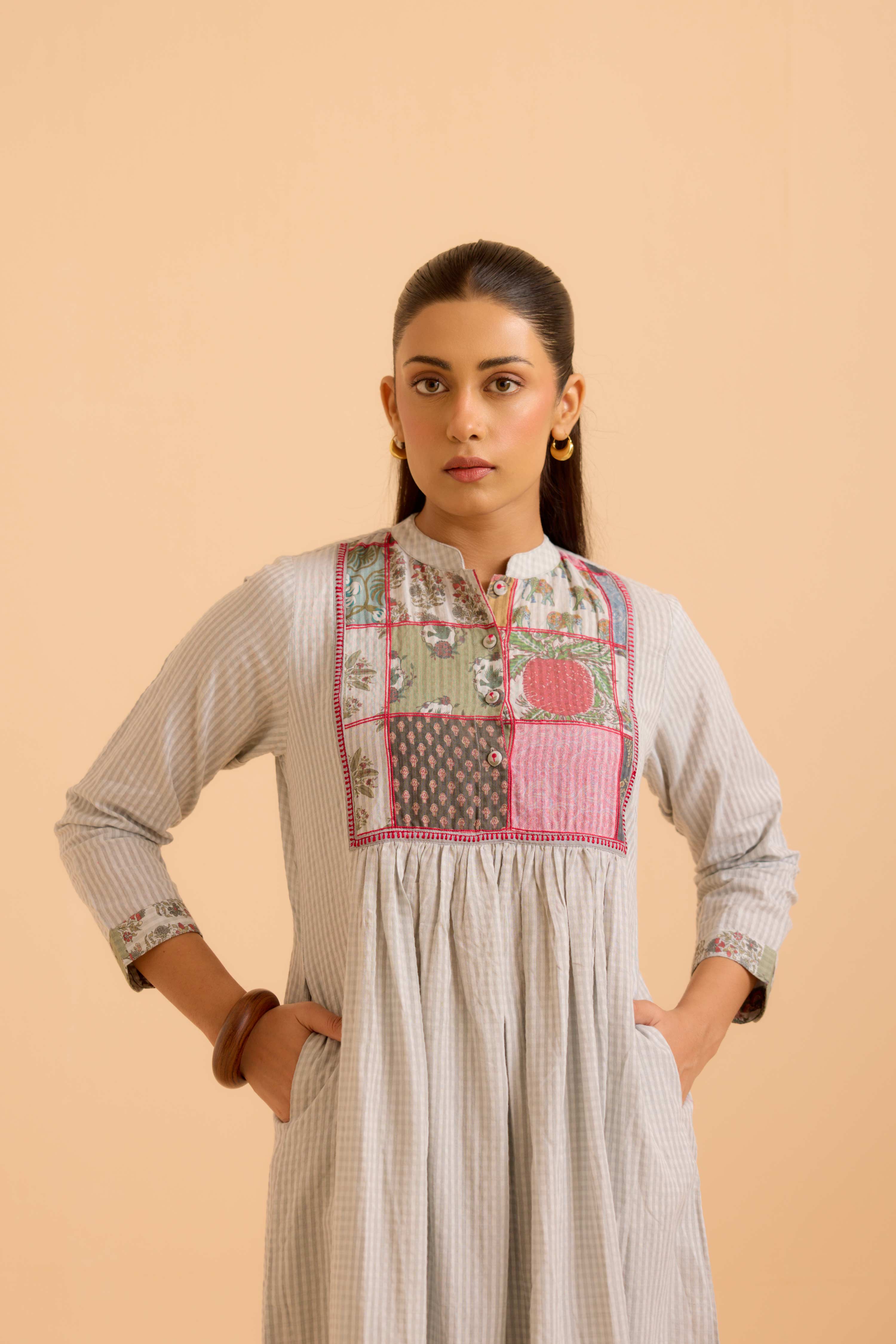Moko Cotton Printed Co-Ord Set Grey