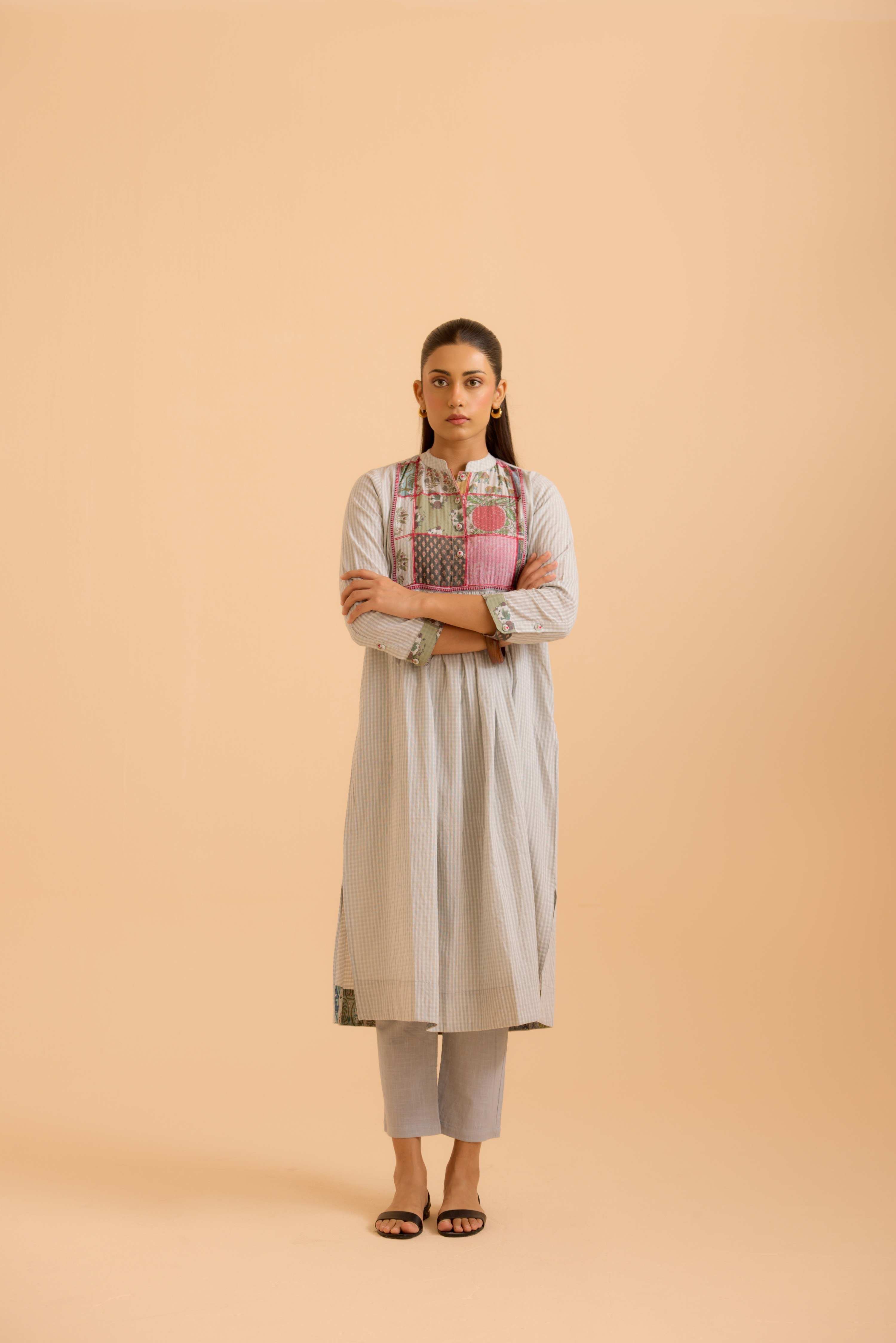 Moko Cotton Printed Co-Ord Set Grey