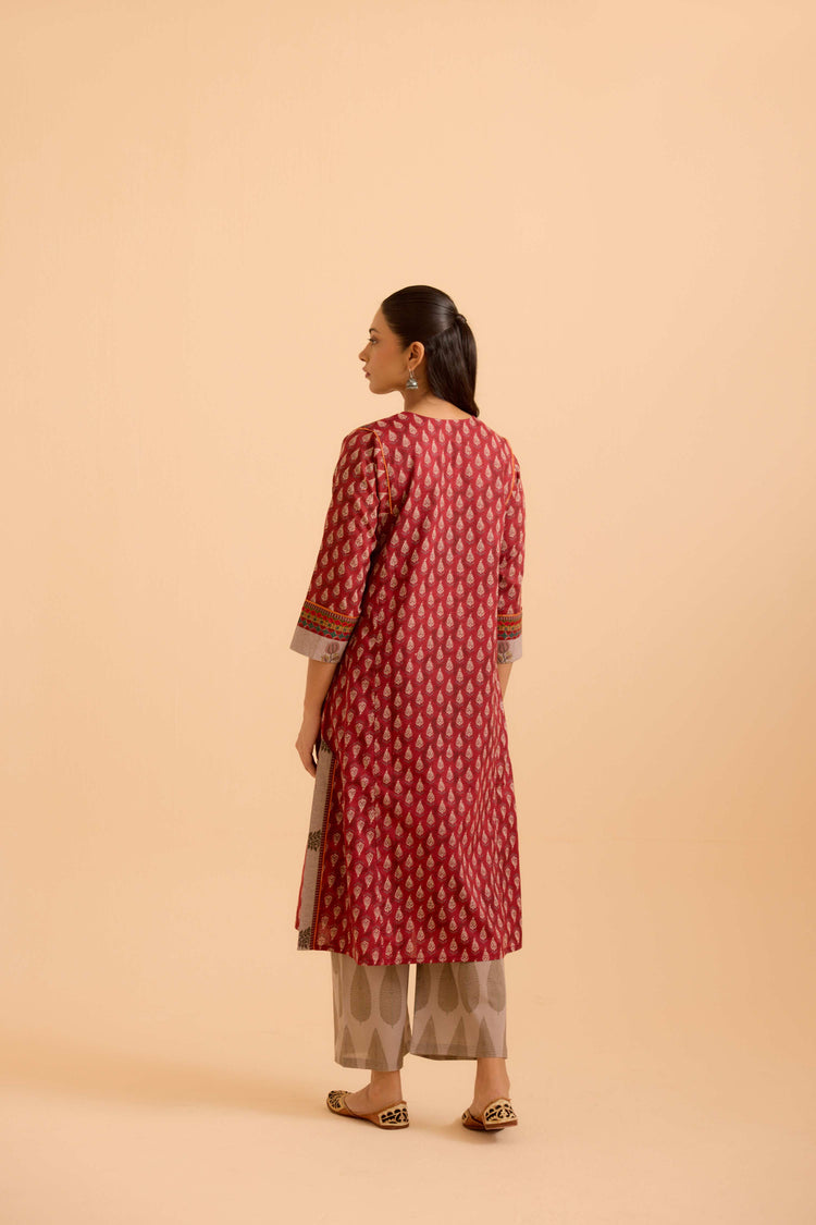 Adya Printed Kurta Set Maroon (Set Of 3)