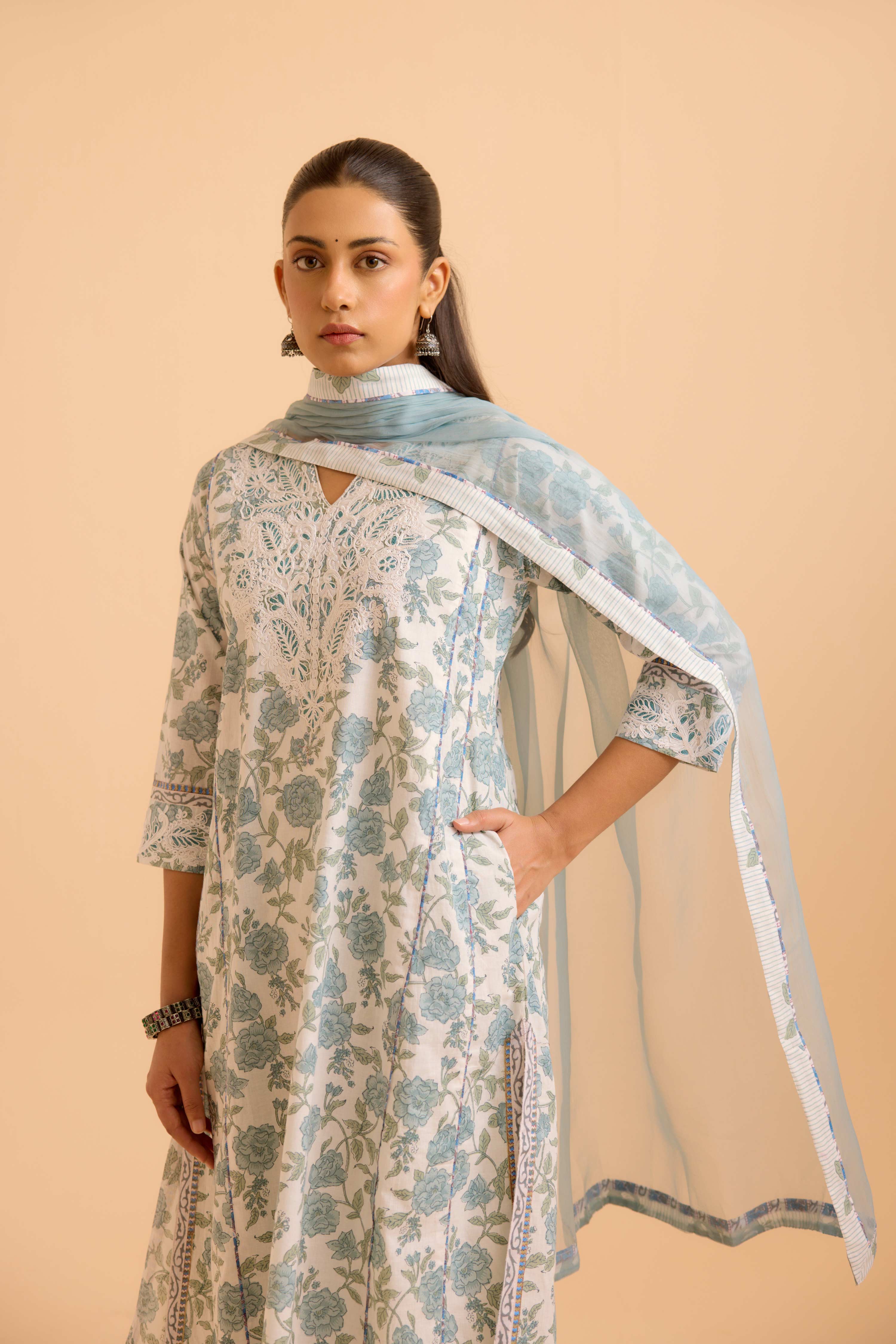 Medh Dupatta Dusty Blue