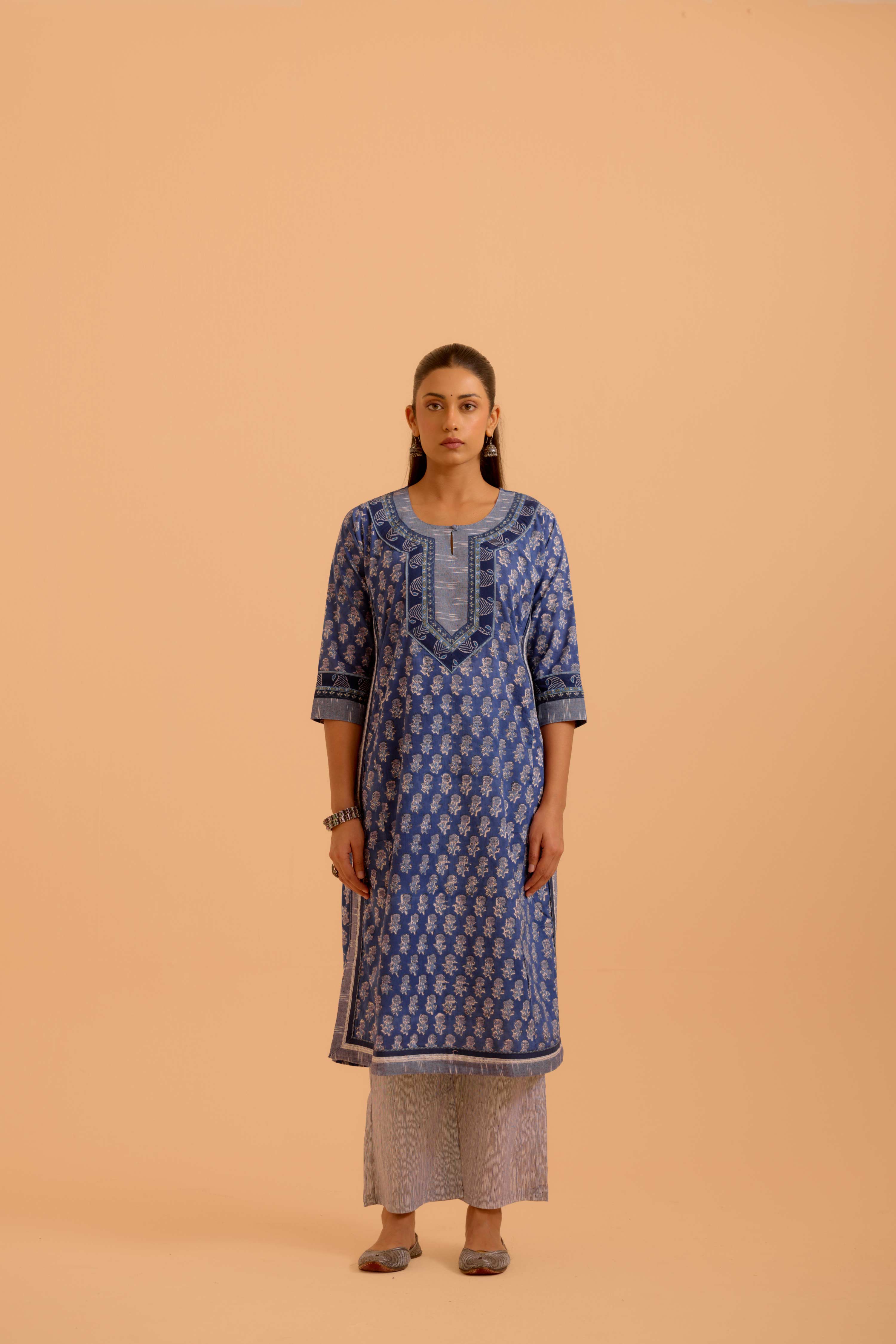 Anu Cotton Printed Kurta Blue