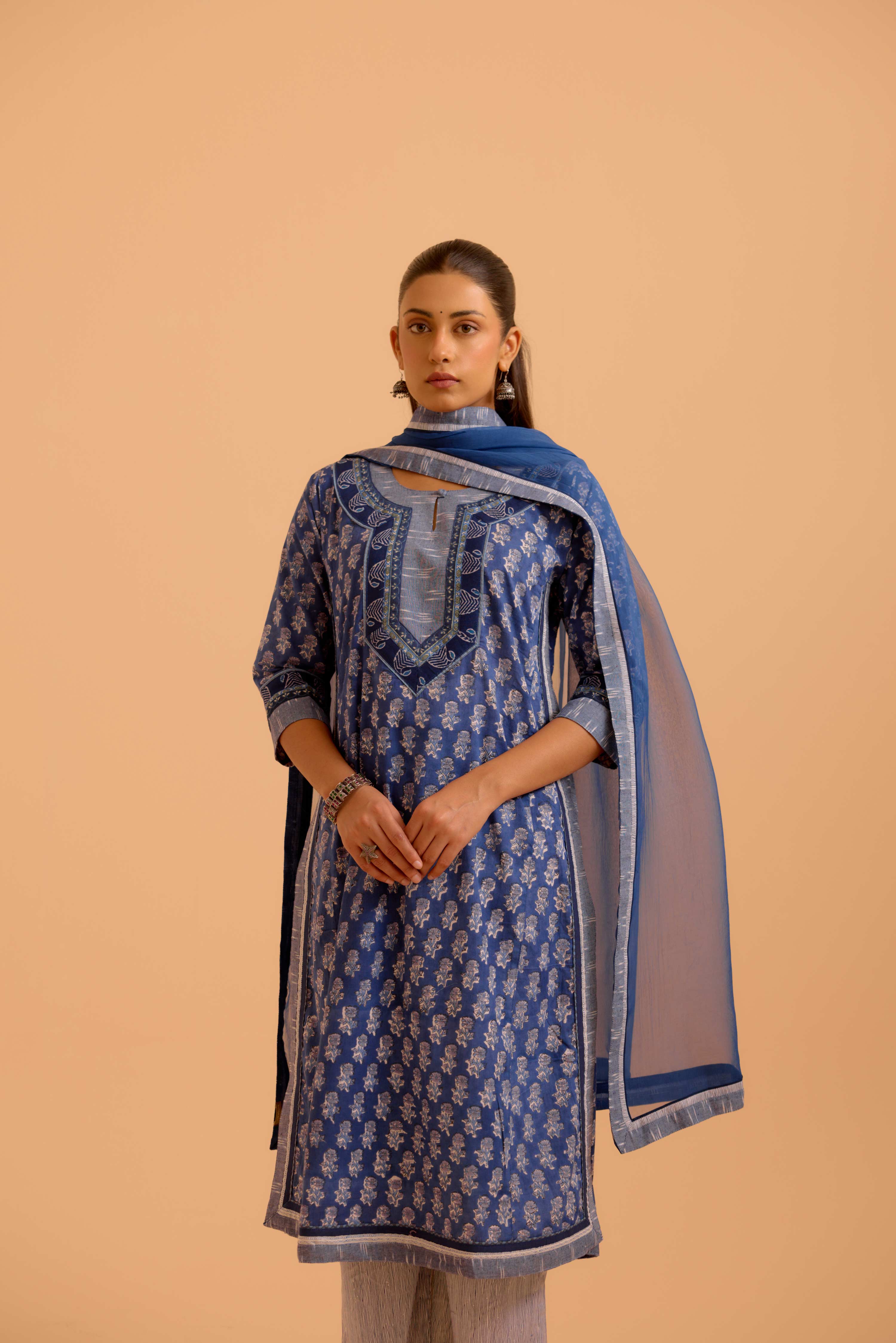 Anu Cotton Printed Kurta Blue