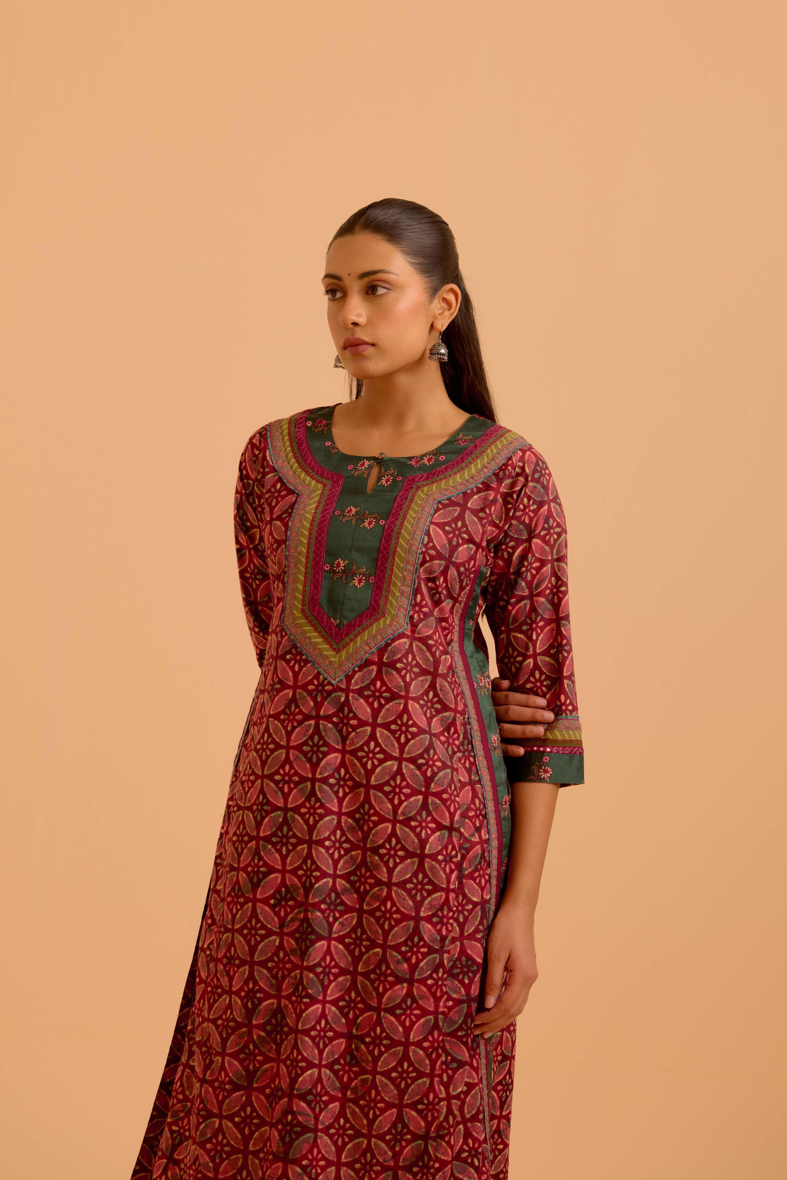 Anu Cotton Printed Kurta Mauve