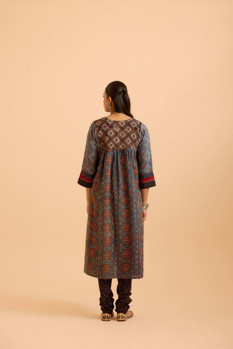 Banjara Cotton Ajrakh Printed Kurta Blue (Set Of 3)