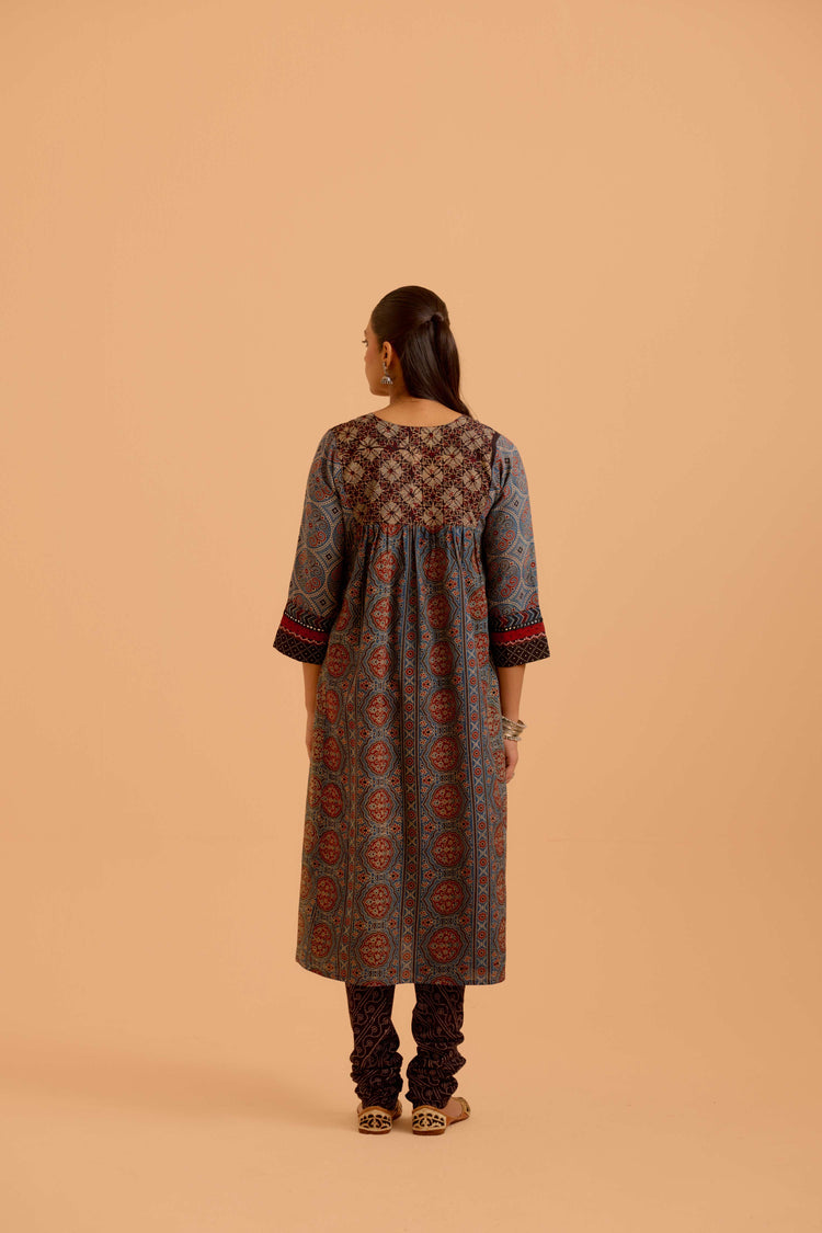 Banjara Cotton Ajrakh Printed Kurta Blue (Set Of 3)