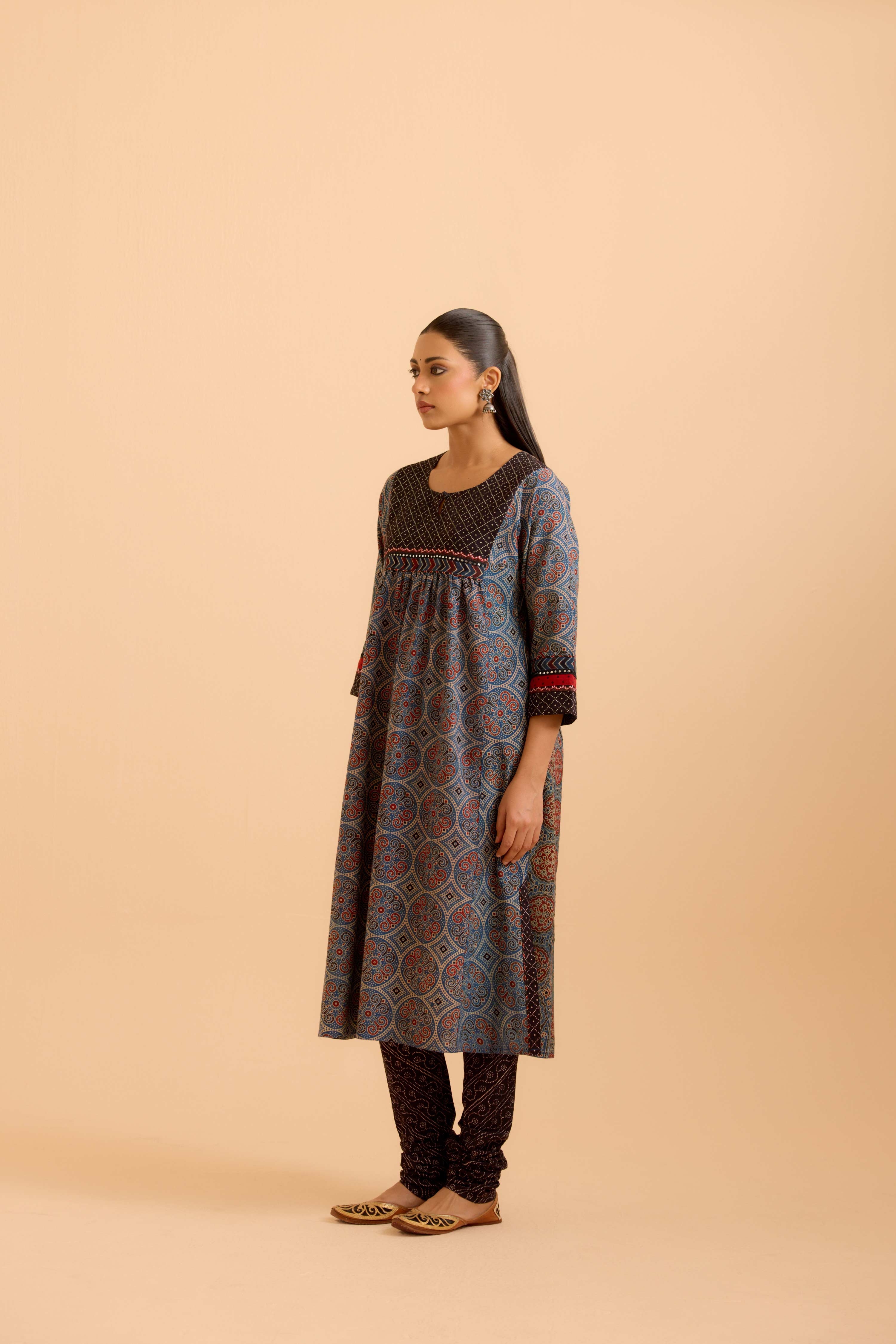 Banjara Cotton Ajrakh Printed Kurta Blue (Set Of 3)