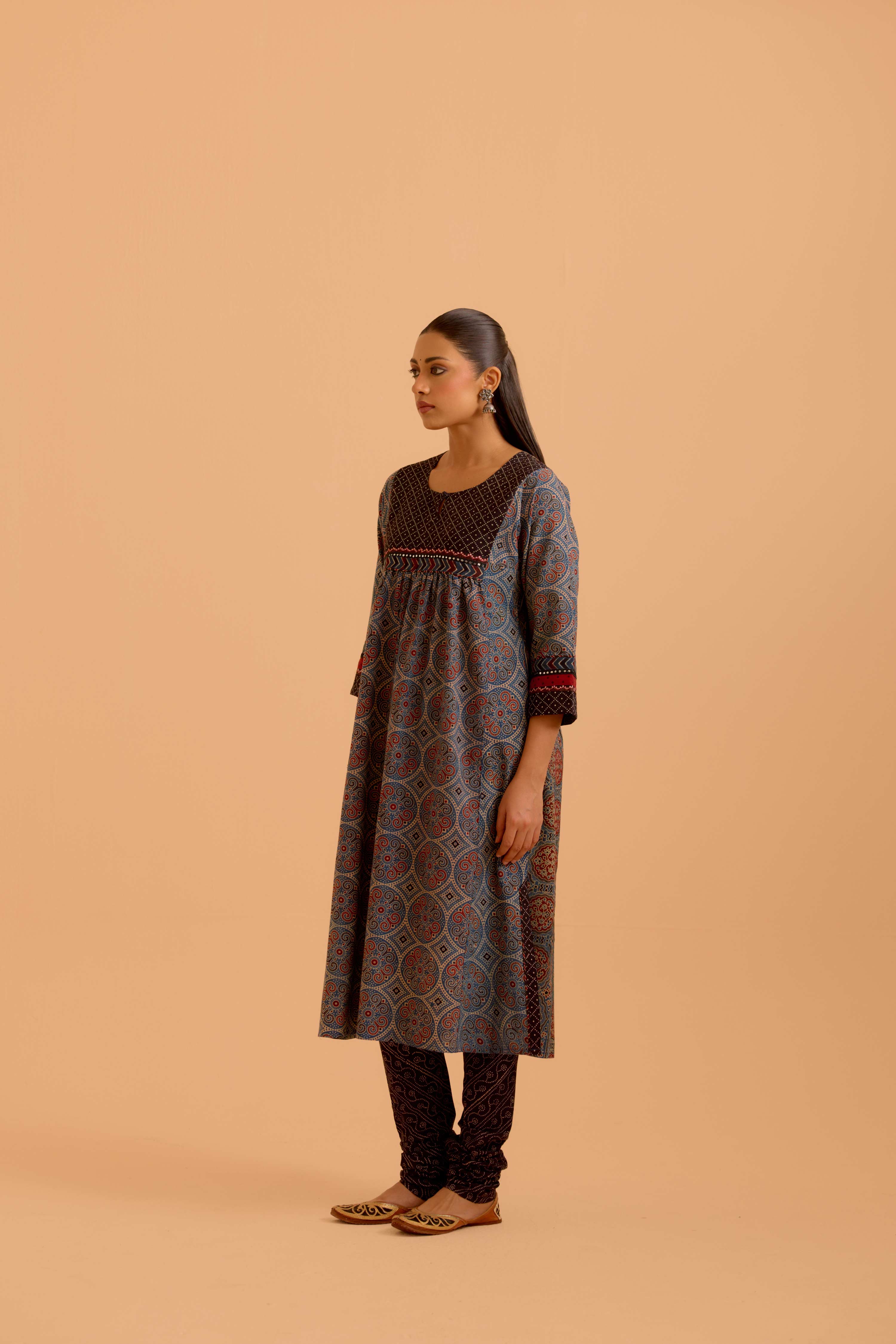 Banjara Cotton Ajrakh Printed Kurta Blue (Set Of 3)