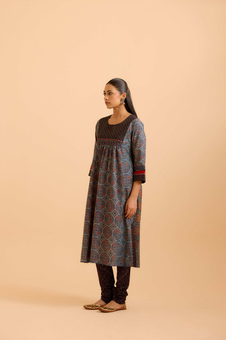 Banjara Cotton Ajrakh Printed Kurta Blue (Set Of 3)