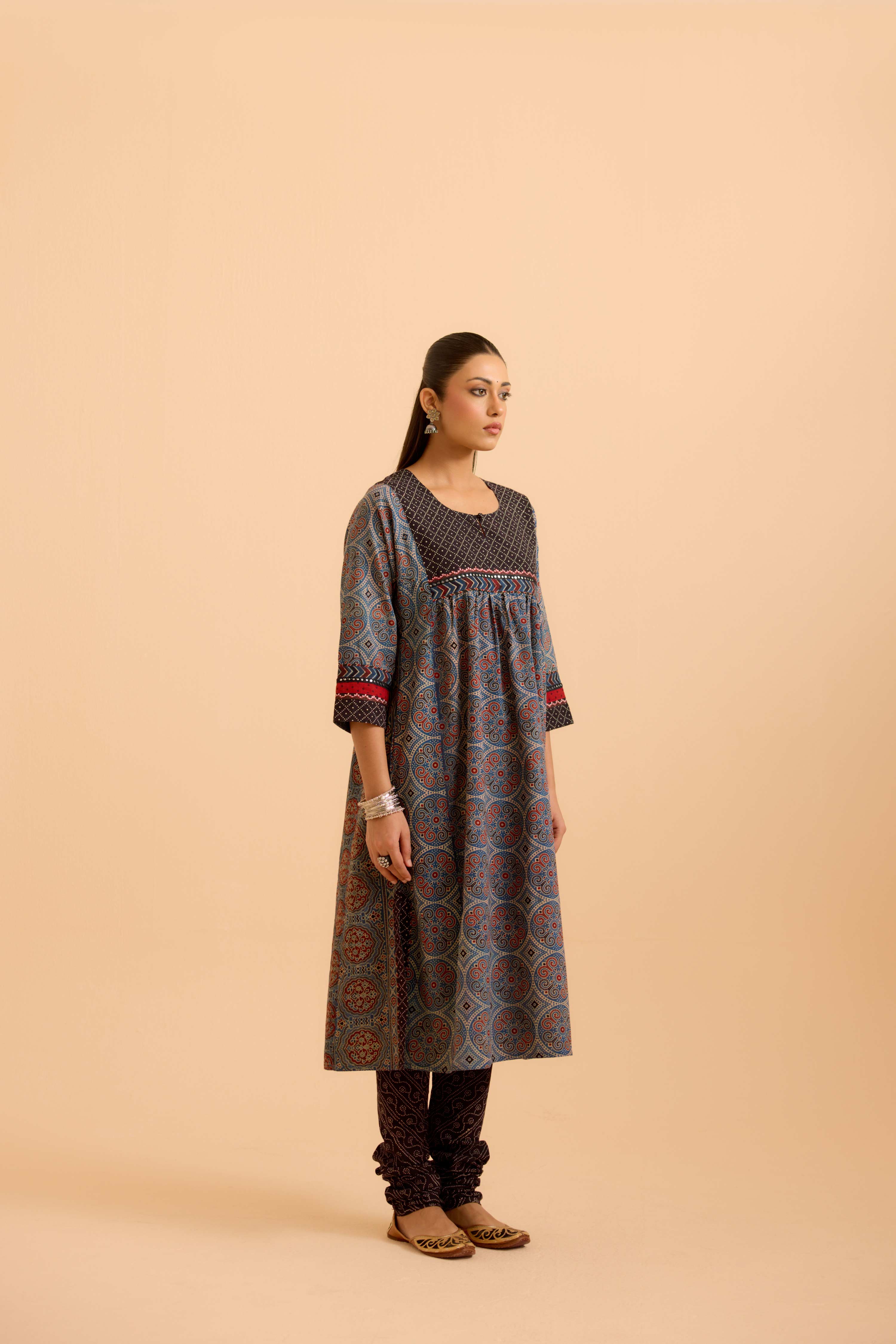 Banjara Cotton Ajrakh Printed Kurta Blue (Set Of 3)