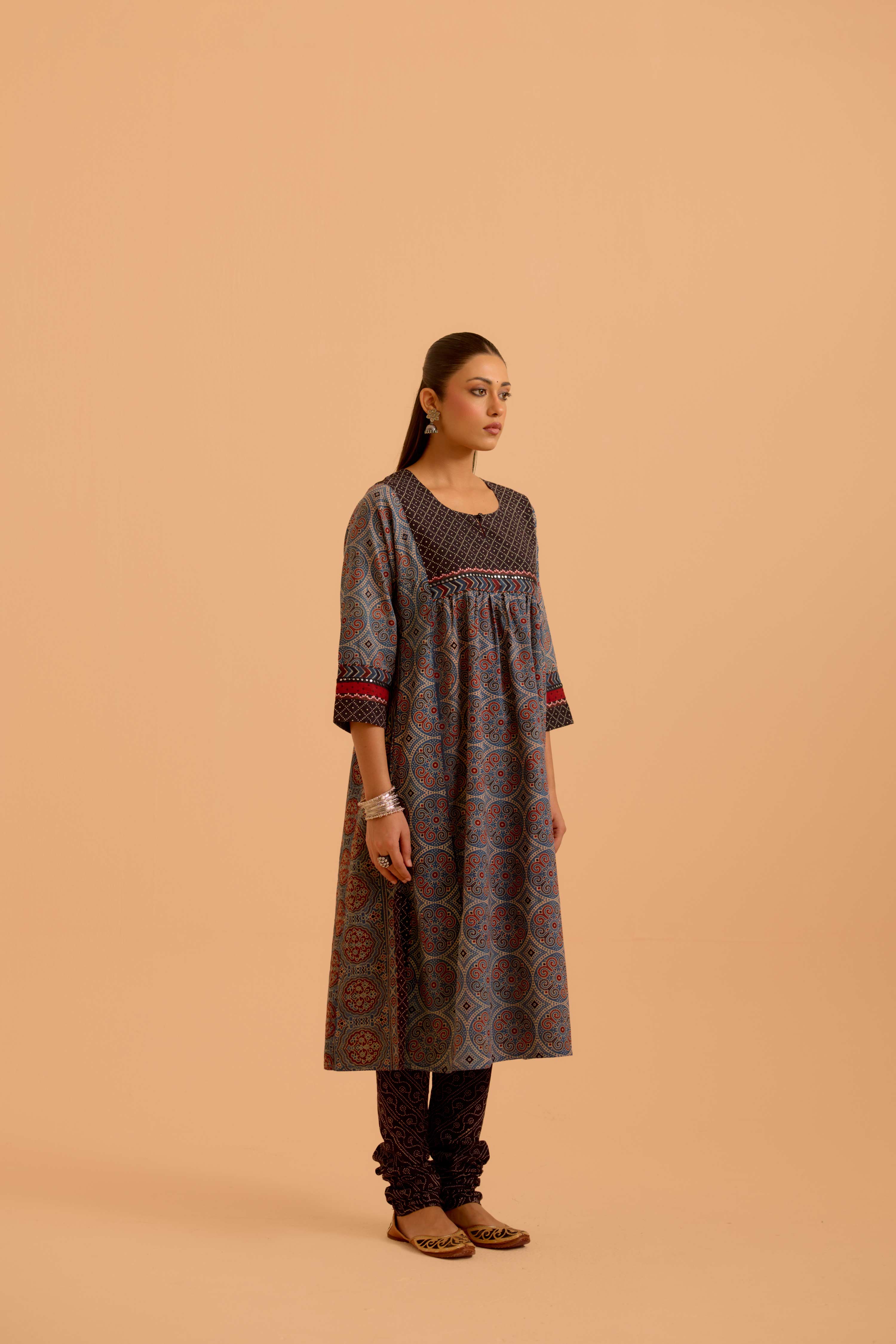 Banjara Cotton Ajrakh Printed Kurta Blue (Set Of 3)