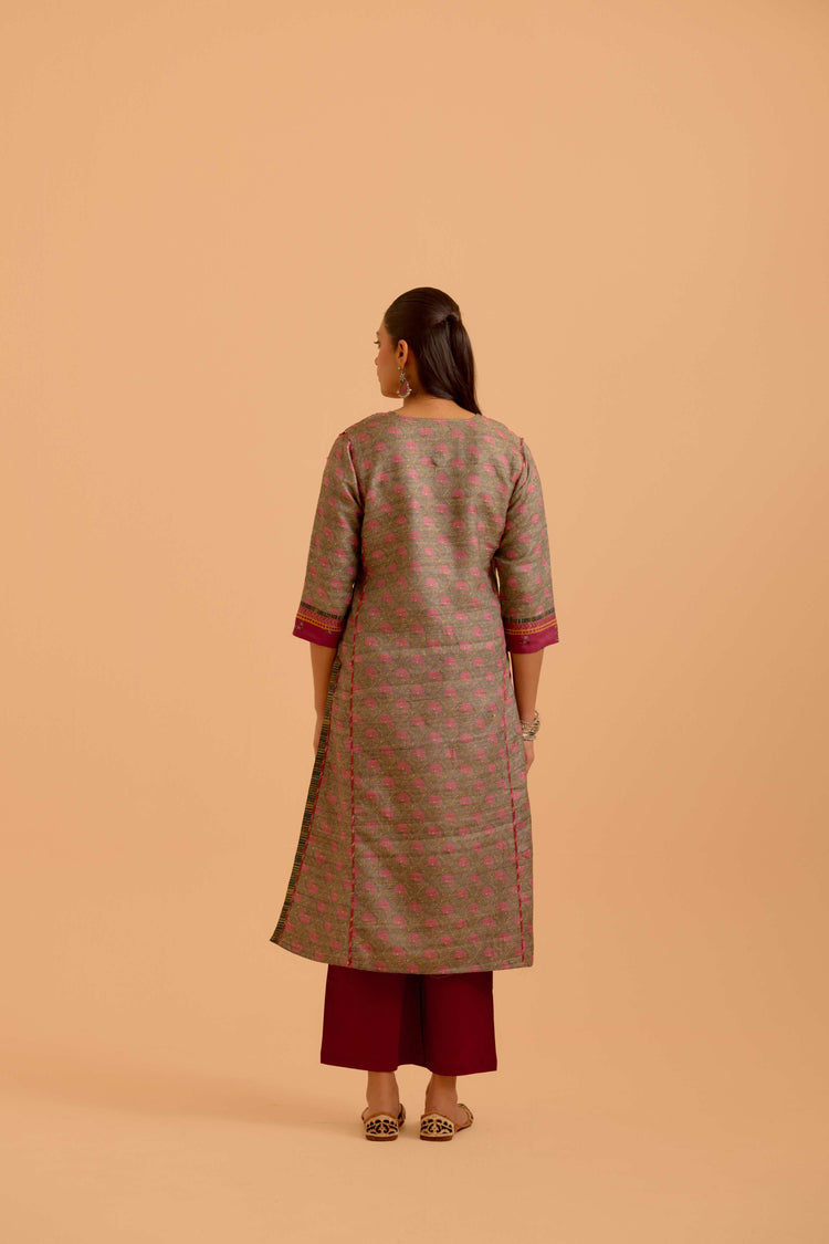 Rozana Kurta Grey Peach (Set Of 2)