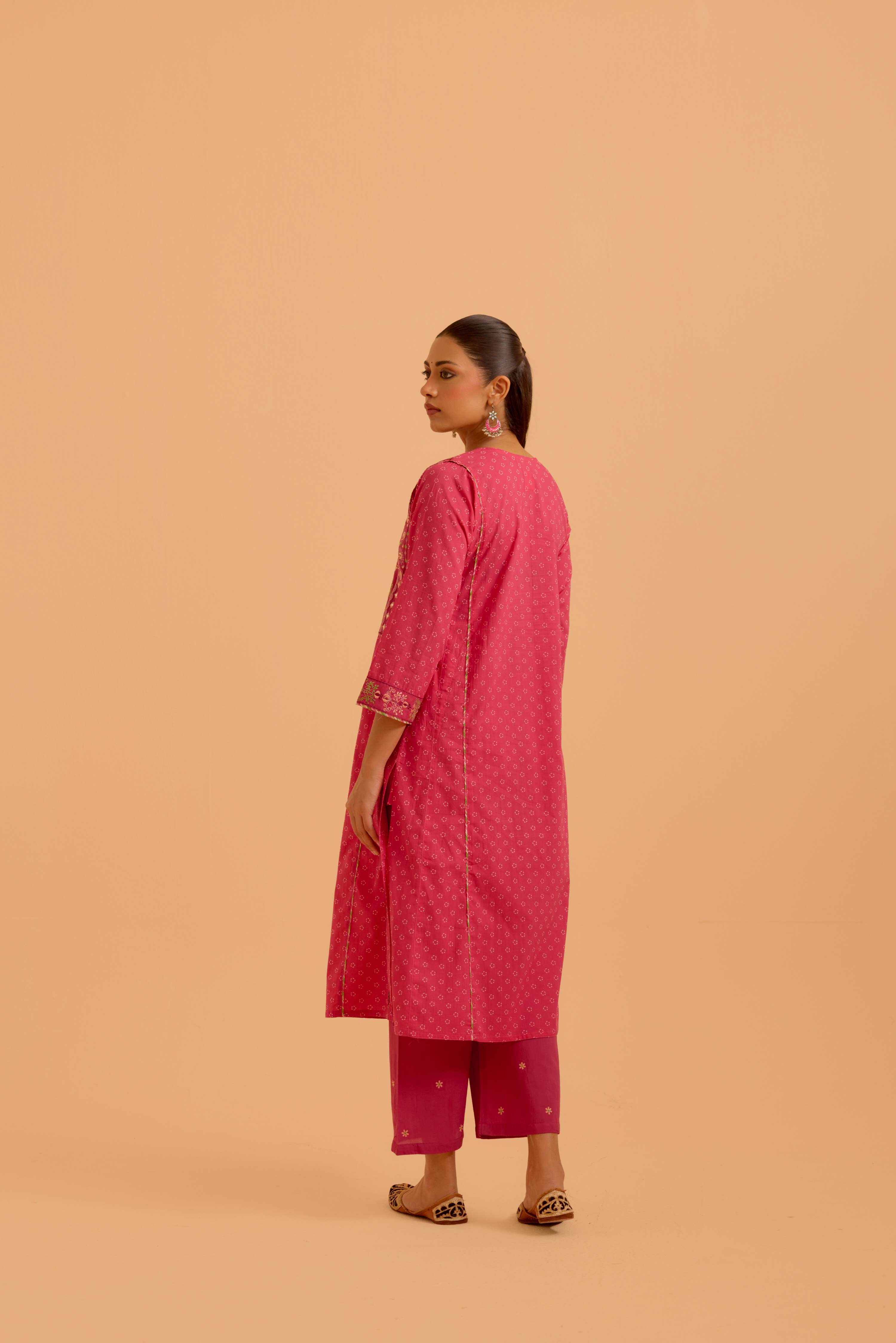 Tulsi Cotton Printed Kurta Hot Pink