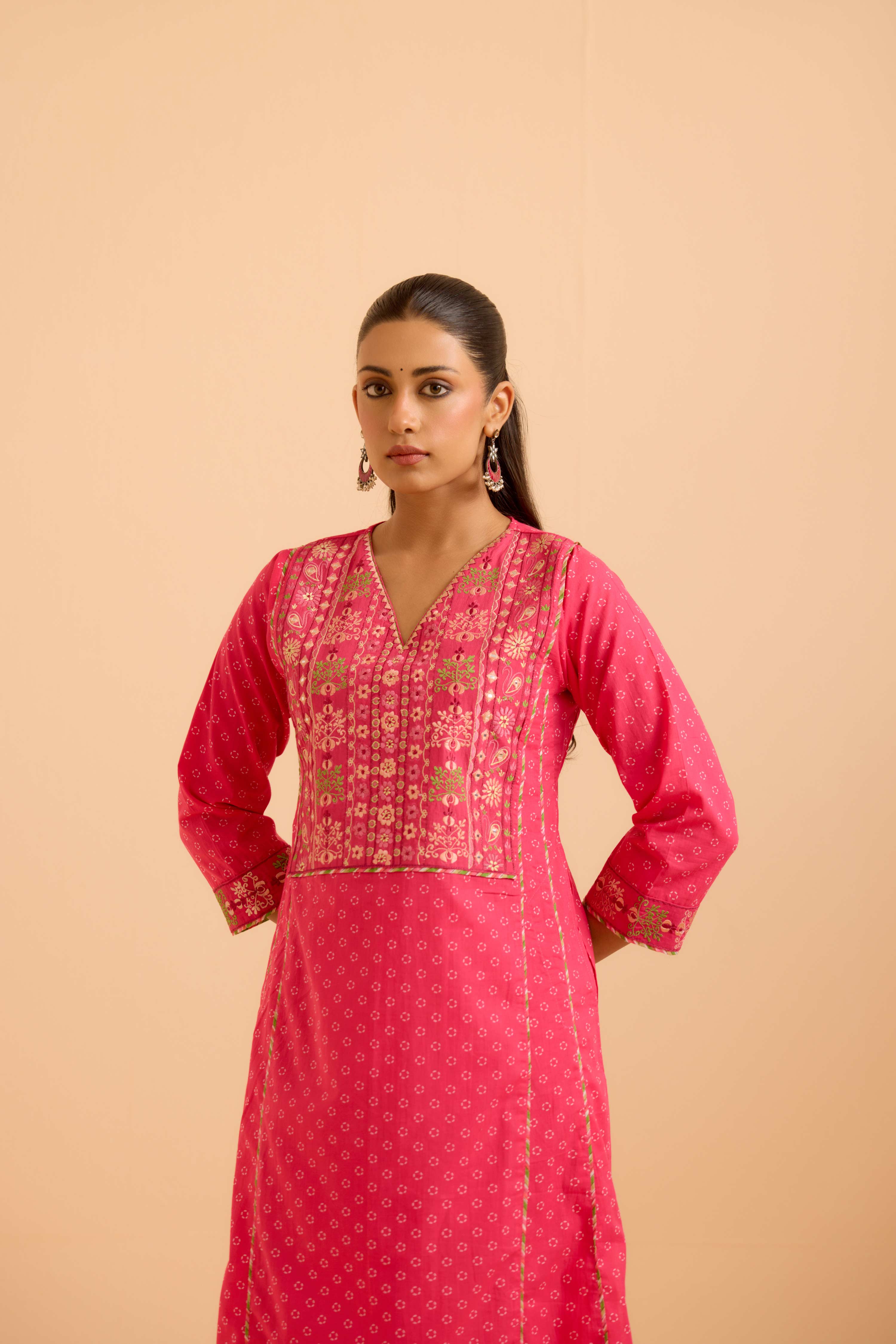 Tulsi Cotton Printed Kurta Hot Pink