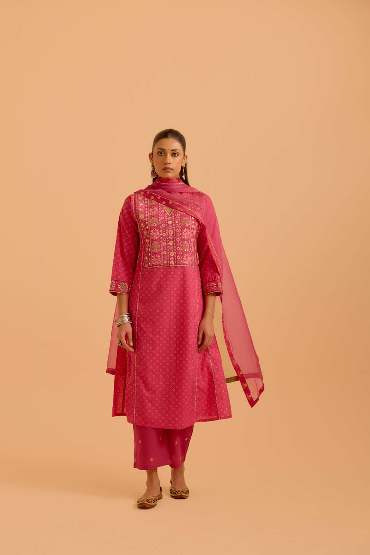 Tulsi Cotton Printed Kurta Hot Pink