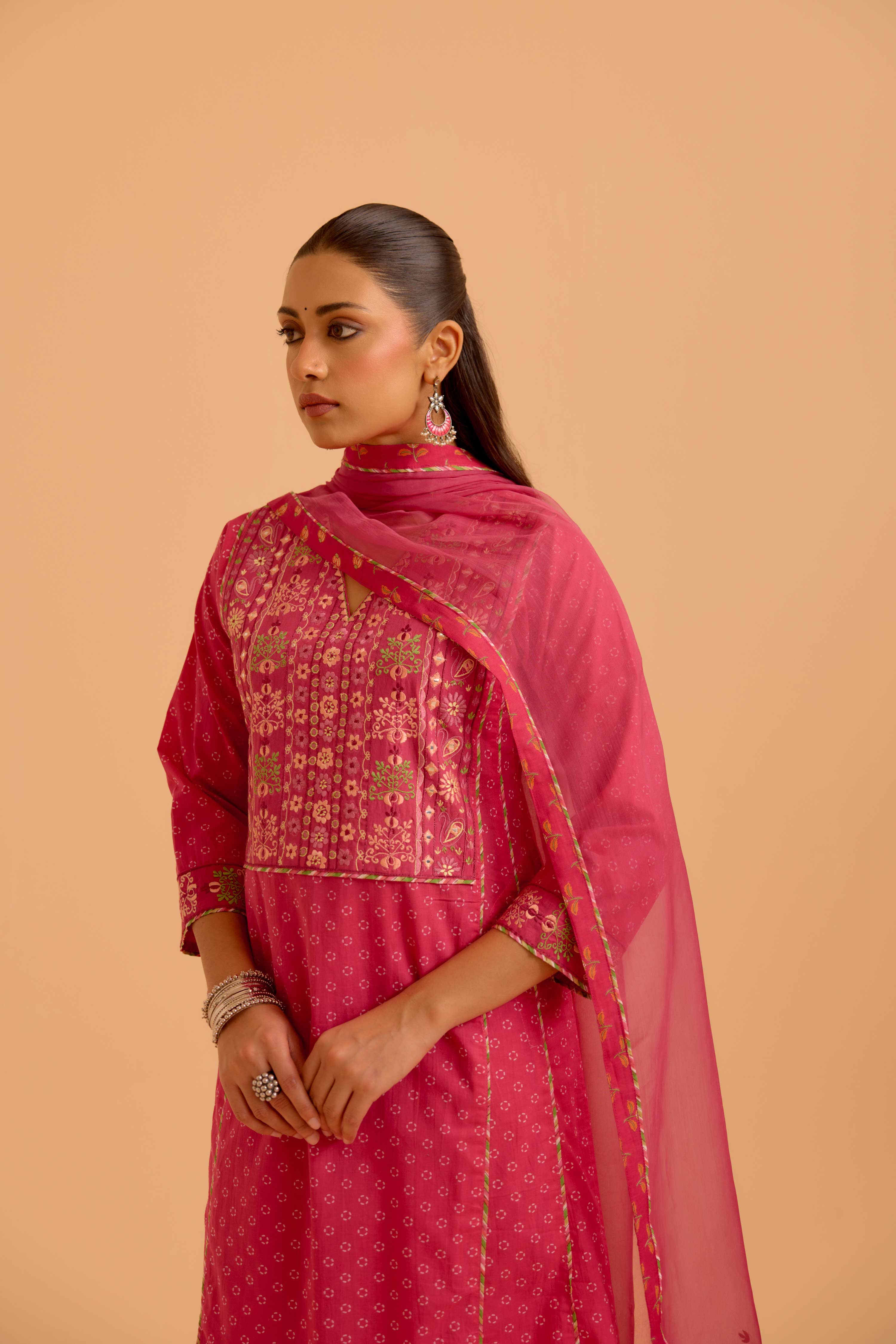 Tulsi Cotton Printed Kurta Hot Pink
